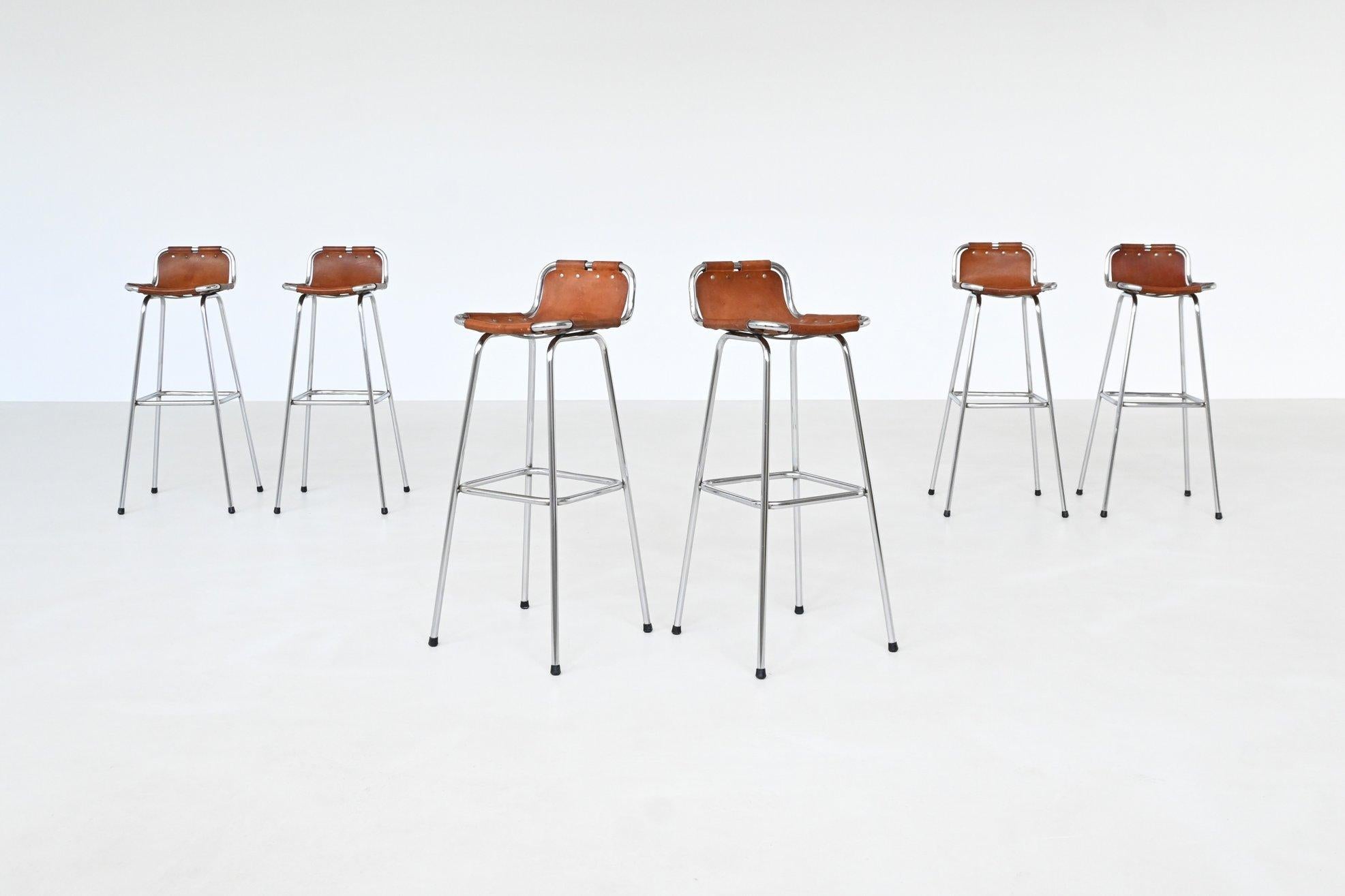 Scandinavian Modern Charlotte Perriand set of six bar stools Les Arcs Ski Resort France 1960 For Sale