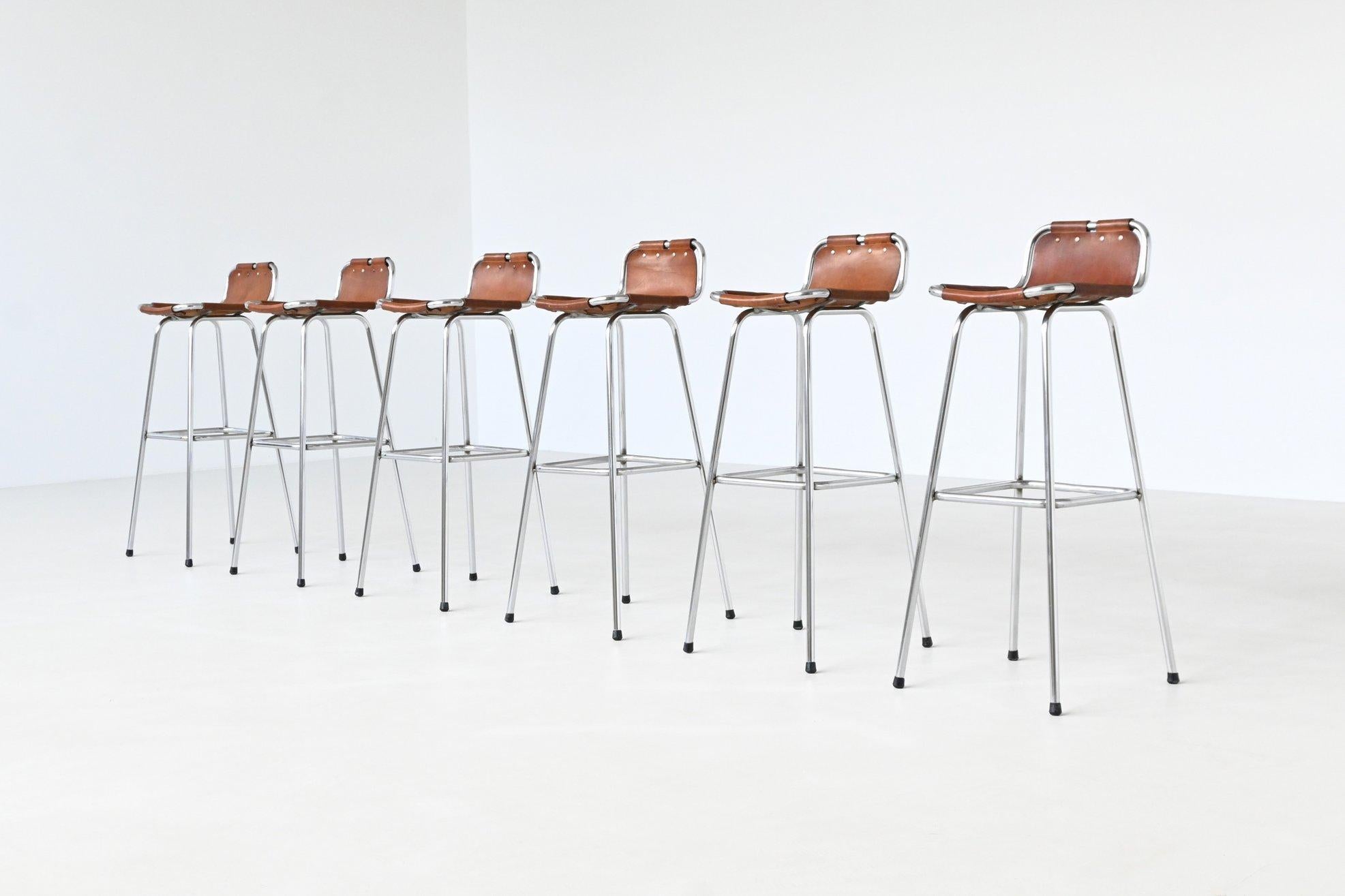 French Charlotte Perriand set of six bar stools Les Arcs Ski Resort France 1960 For Sale