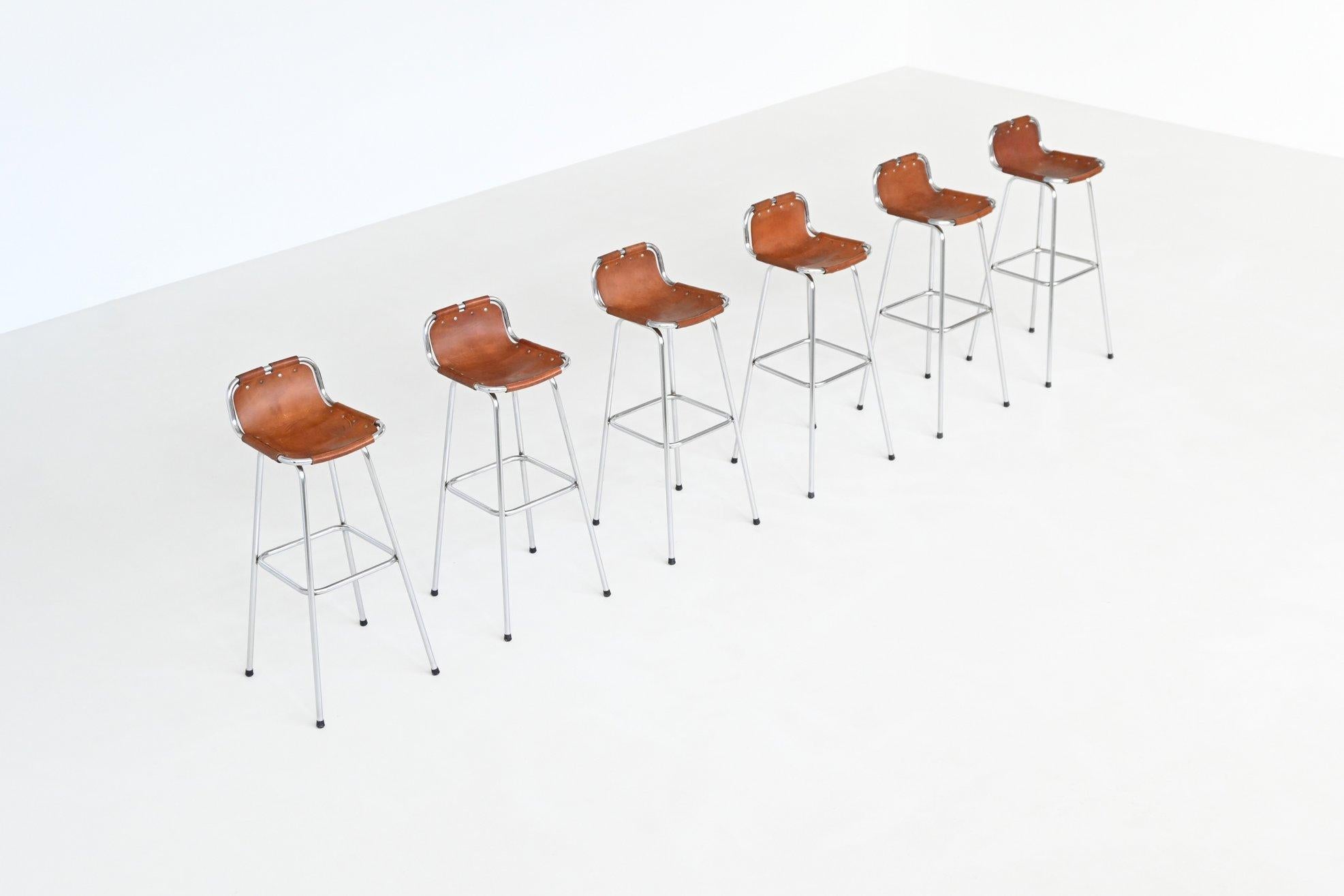 Metal Charlotte Perriand set of six bar stools Les Arcs Ski Resort France 1960 For Sale