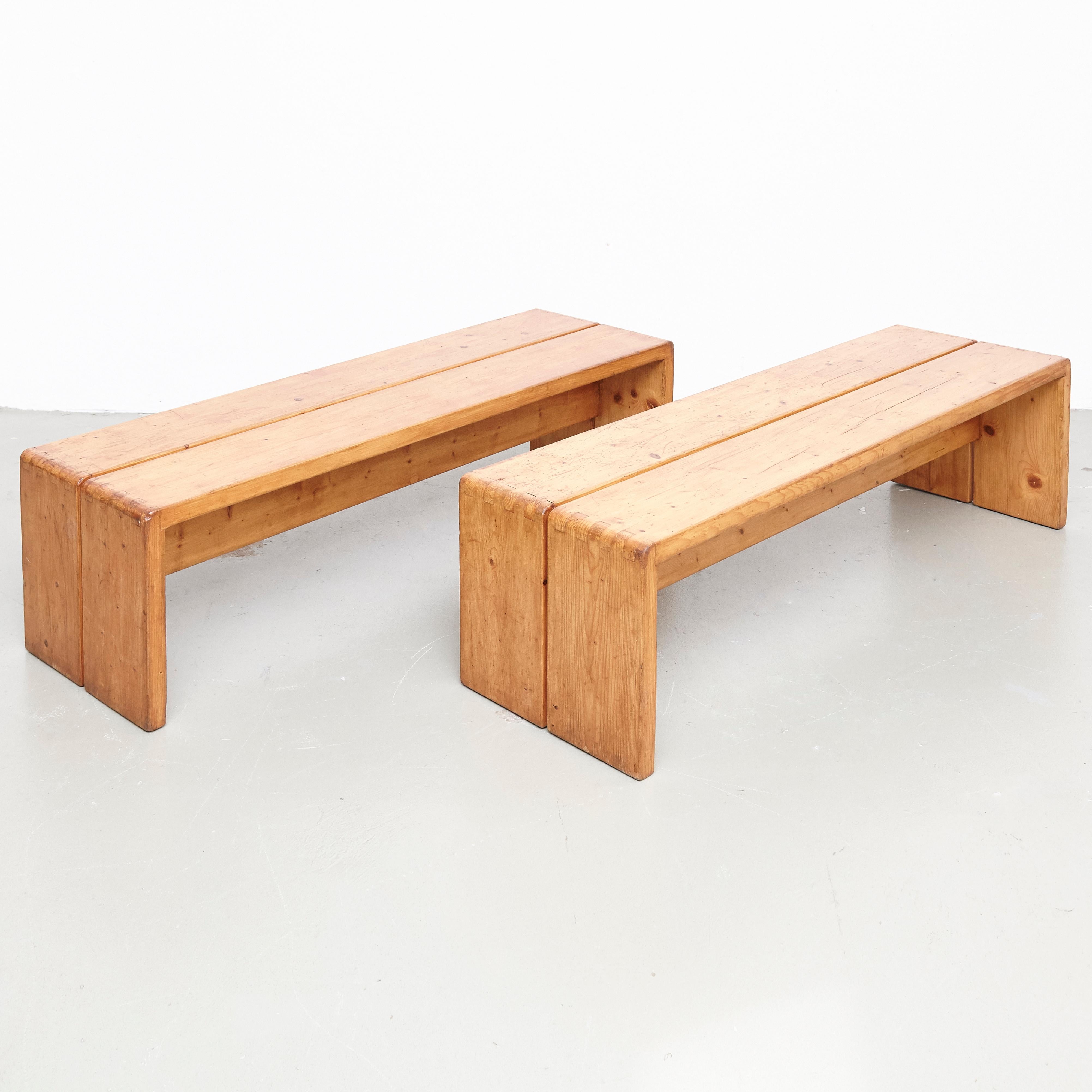 Charlotte Perriand Set of Table and Two Benches for Les Arcs, circa 1960 8