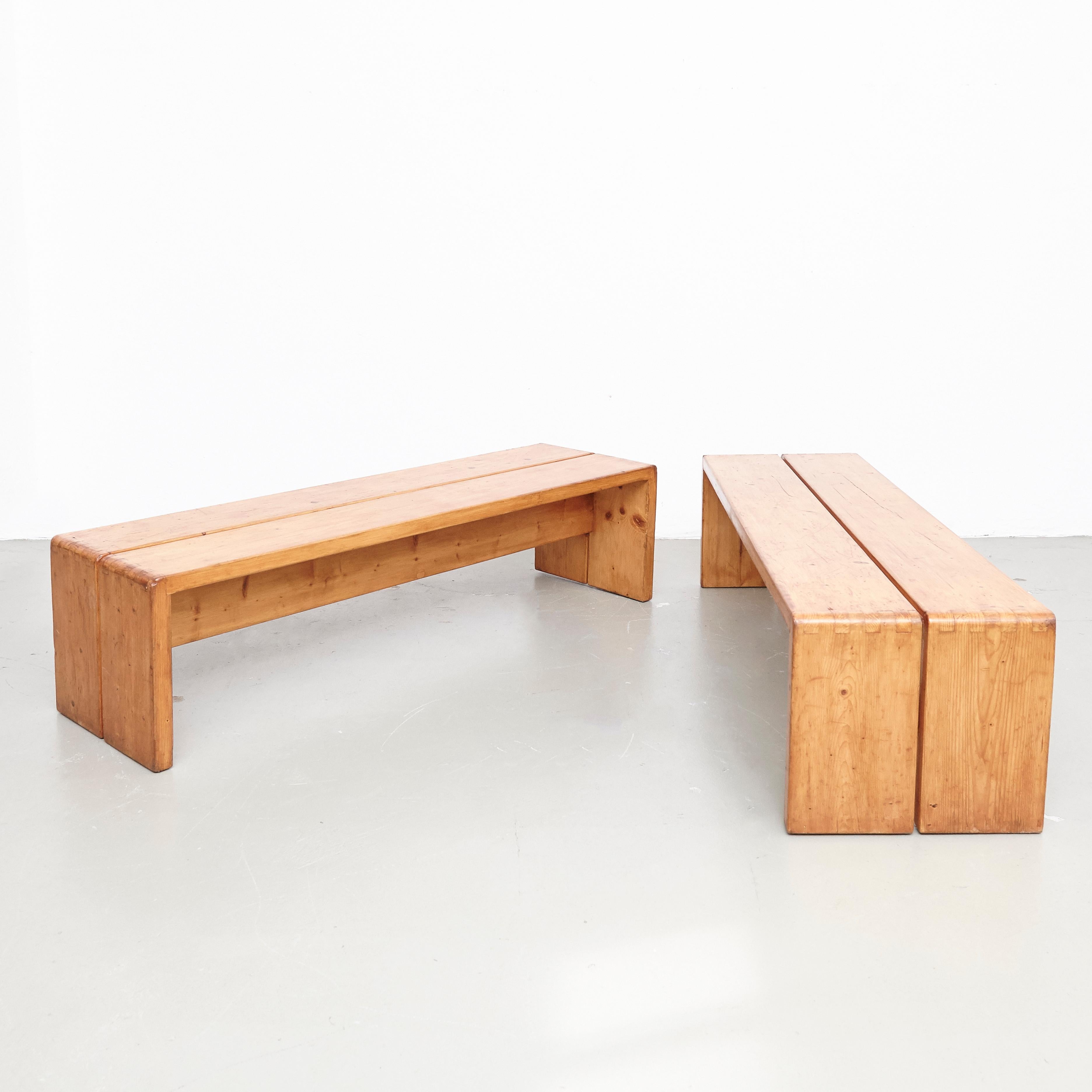 Charlotte Perriand Set of Table and Two Benches for Les Arcs, circa 1960 2
