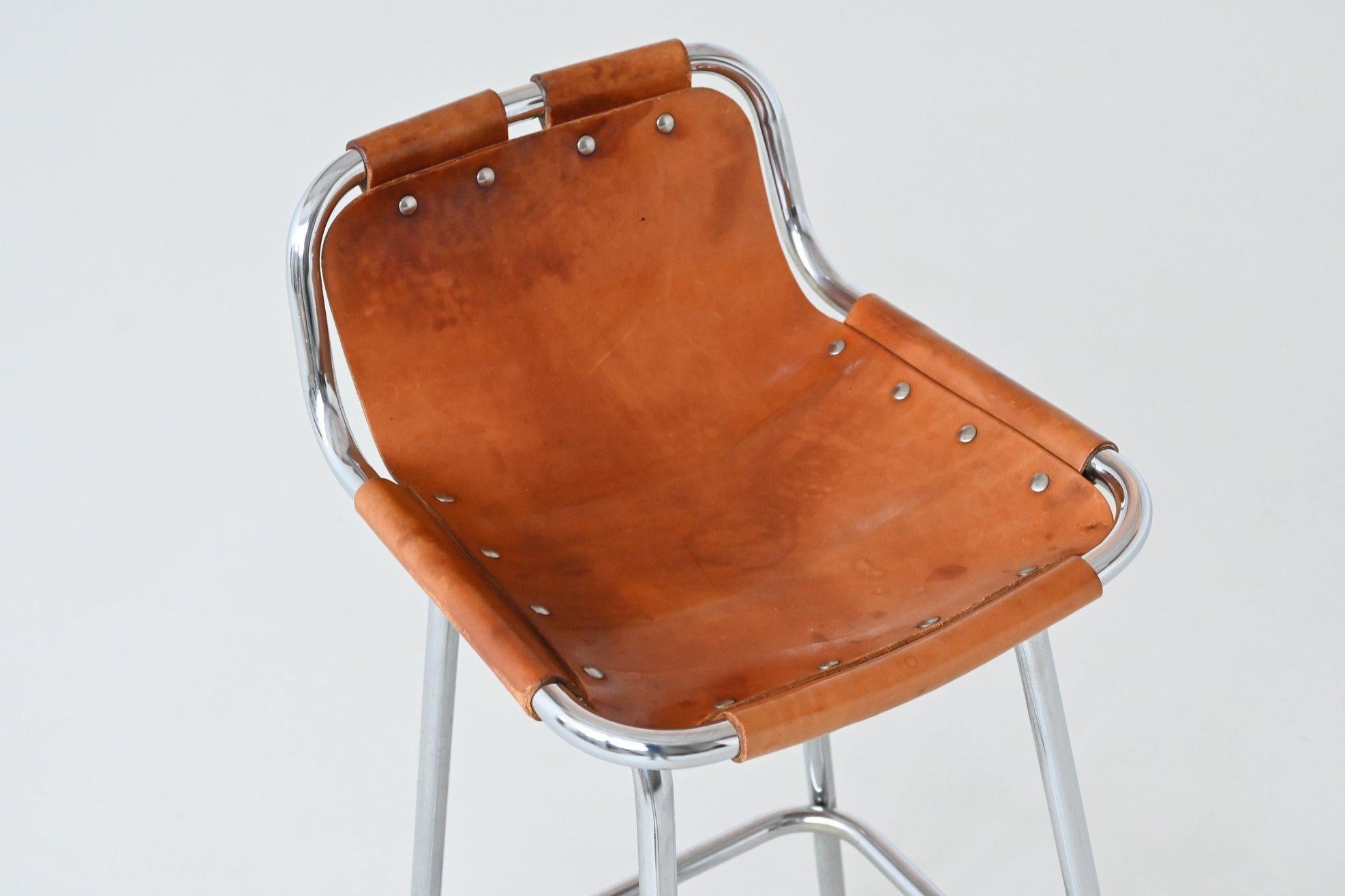 Charlotte Perriand set of three bar stools in leather Les Arcs France 1960 7