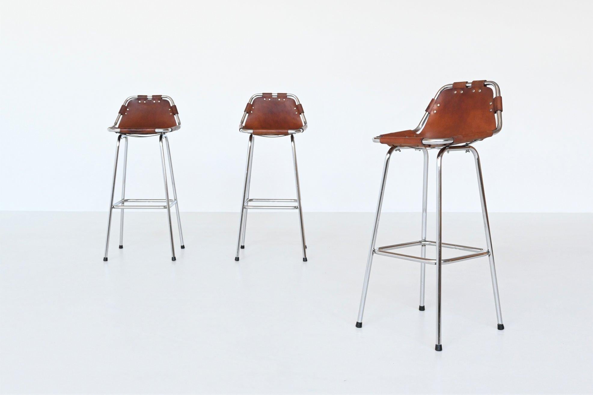 Français Charlotte Perriand Set of Three Bar Stools Les Arcs Ski Resort France 1960
