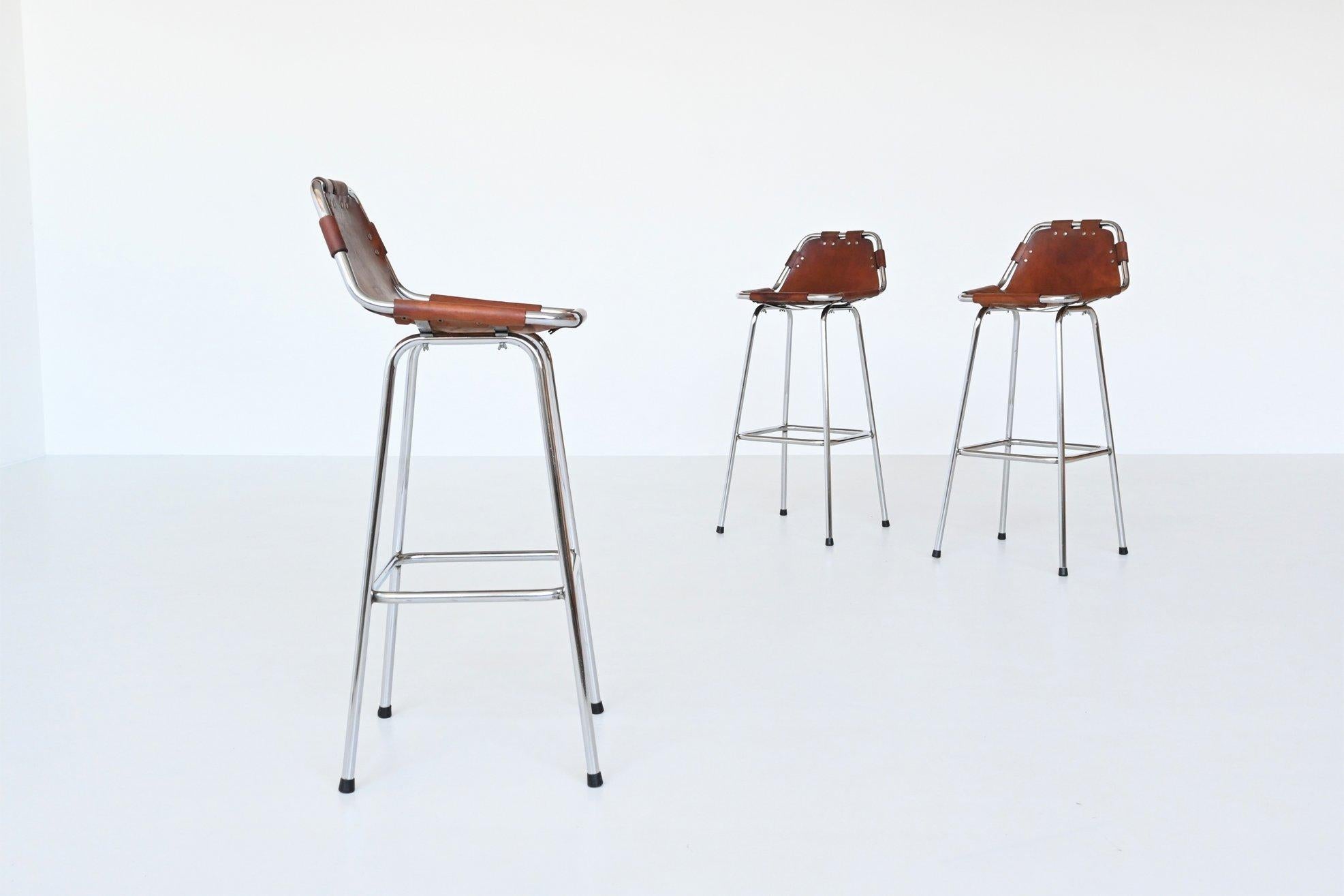 Charlotte Perriand Set of Three Bar Stools Les Arcs Ski Resort France 1960 Bon état à Etten-Leur, NL