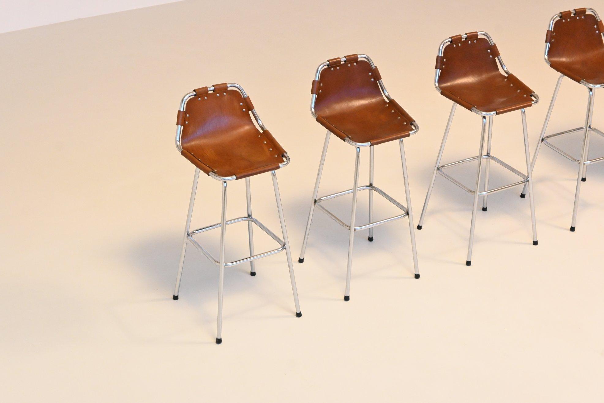 Charlotte Perriand set of three bar stools Les Arcs Ski Resort France 1960 In Good Condition In Etten-Leur, NL