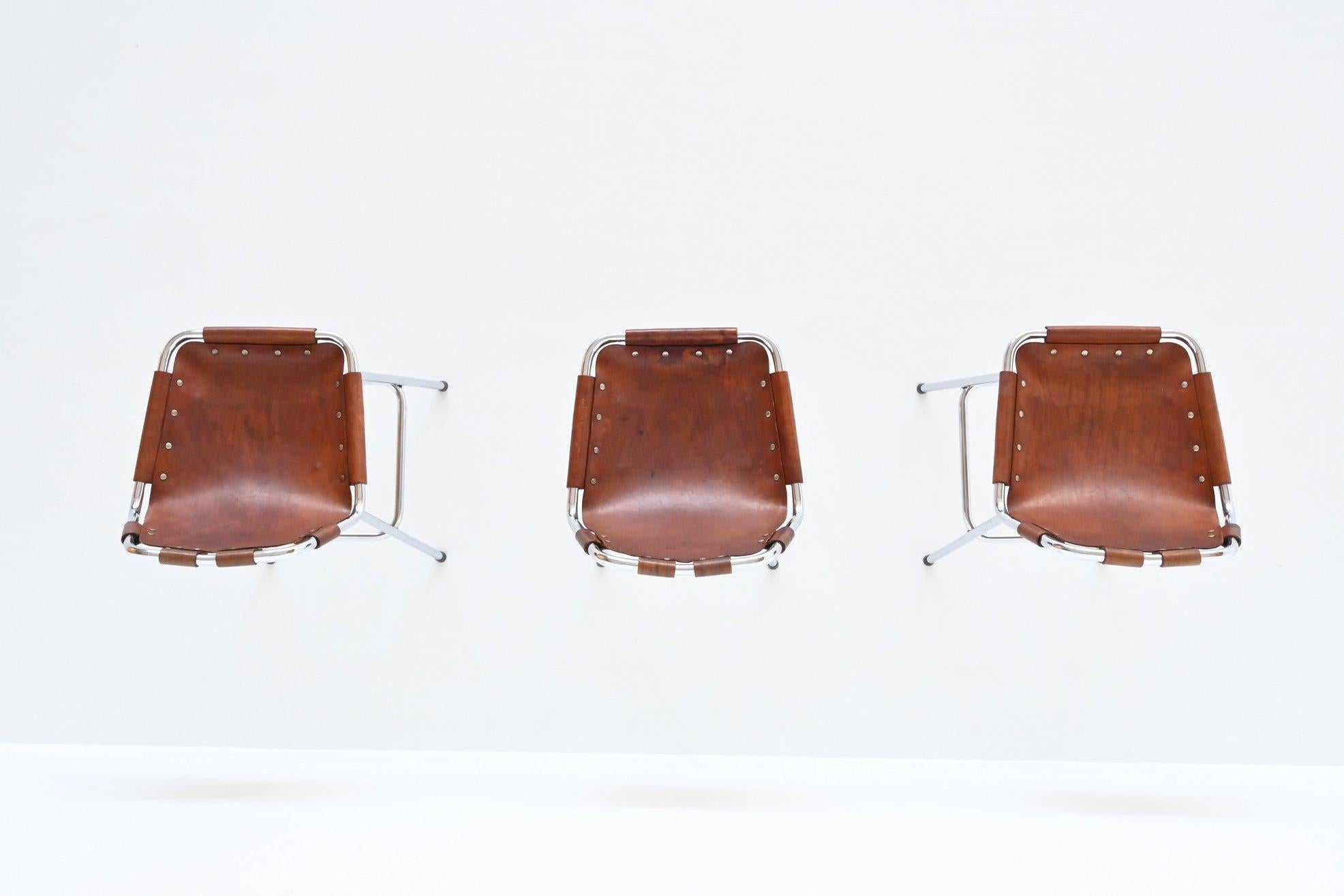 Charlotte Perriand Set of Three Bar Stools Les Arcs Ski Resort France 1960 1