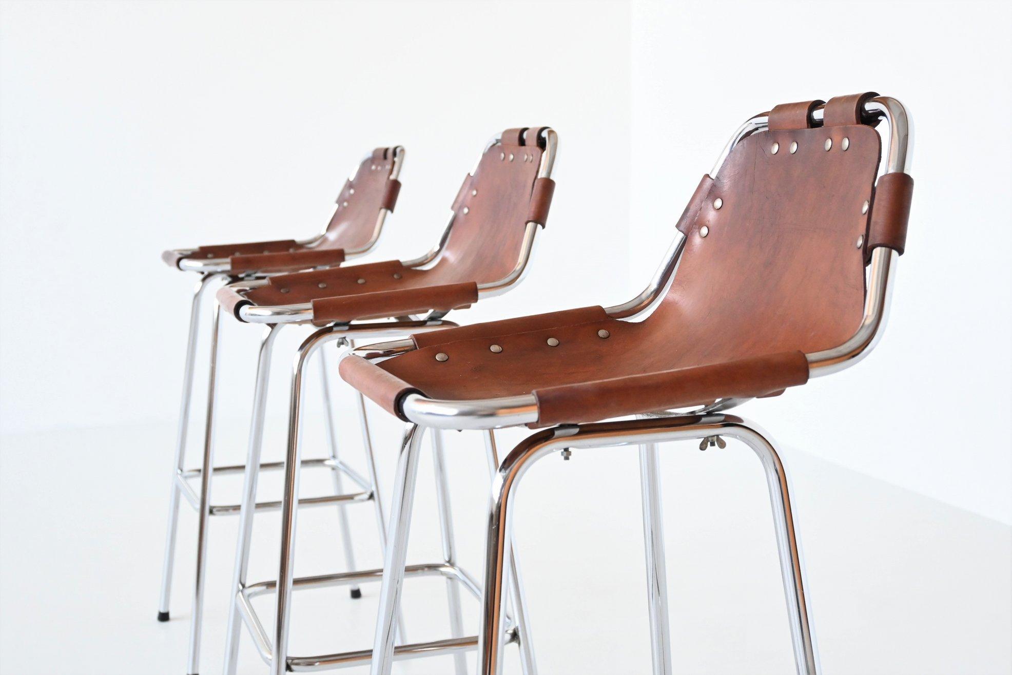 Charlotte Perriand Set of Three Bar Stools Les Arcs Ski Resort France 1960 2