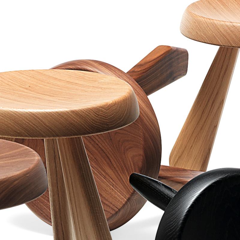 Charlotte Perriand Set of Twelve Berger and Meribel Wood Stools by Cassina 3