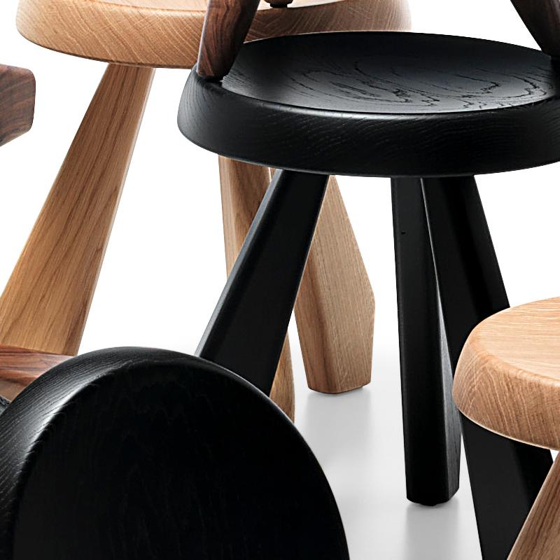 Italian Charlotte Perriand Set of Twelve Berger and Meribel Wood Stools by Cassina For Sale