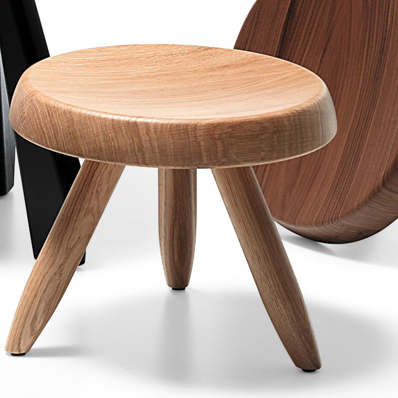 Contemporary Charlotte Perriand Set of Twelve Berger and Meribel Wood Stools by Cassina