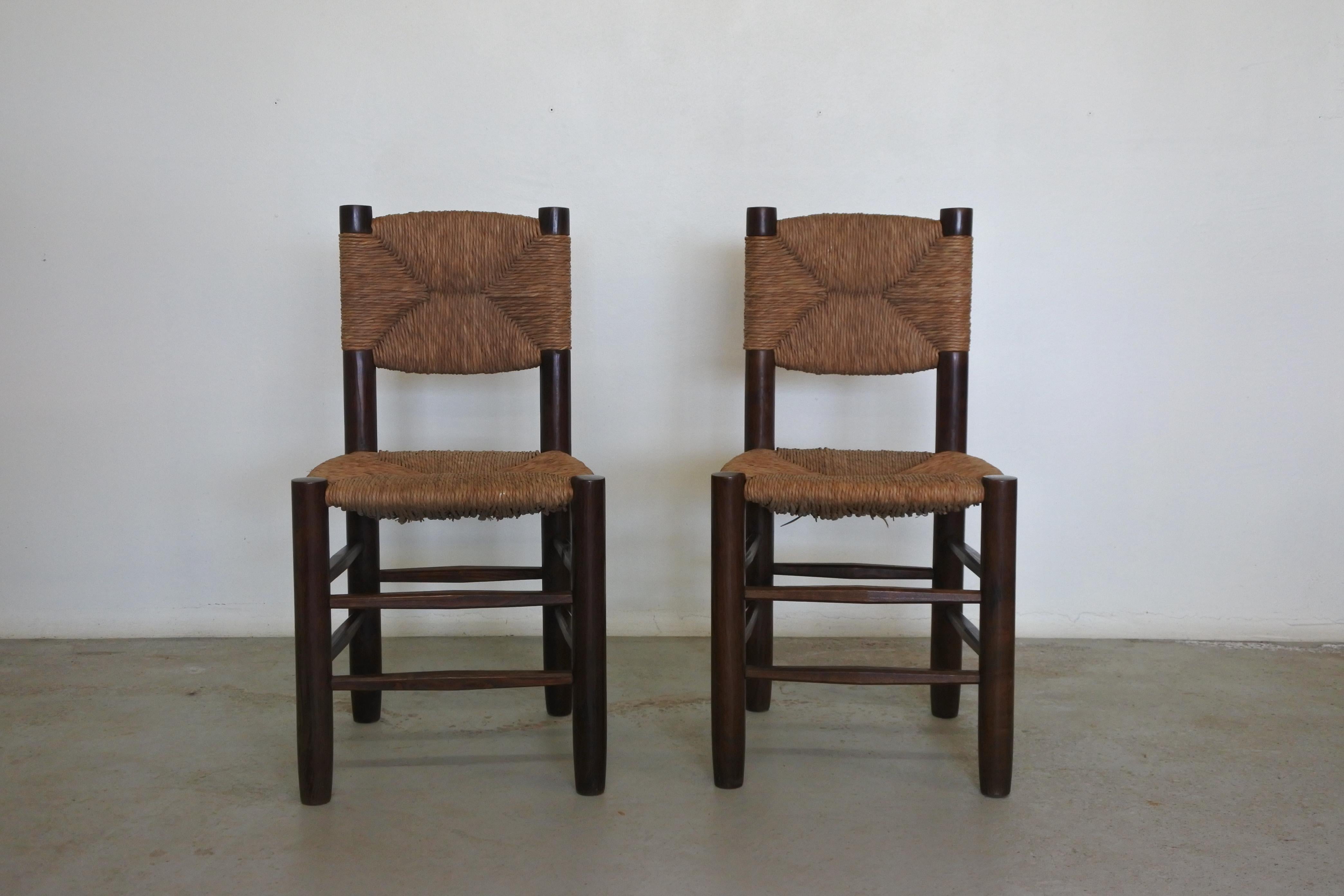 Mid-Century Modern Charlotte Perriand Set of Two Chairs N 19, France, Early 1950s