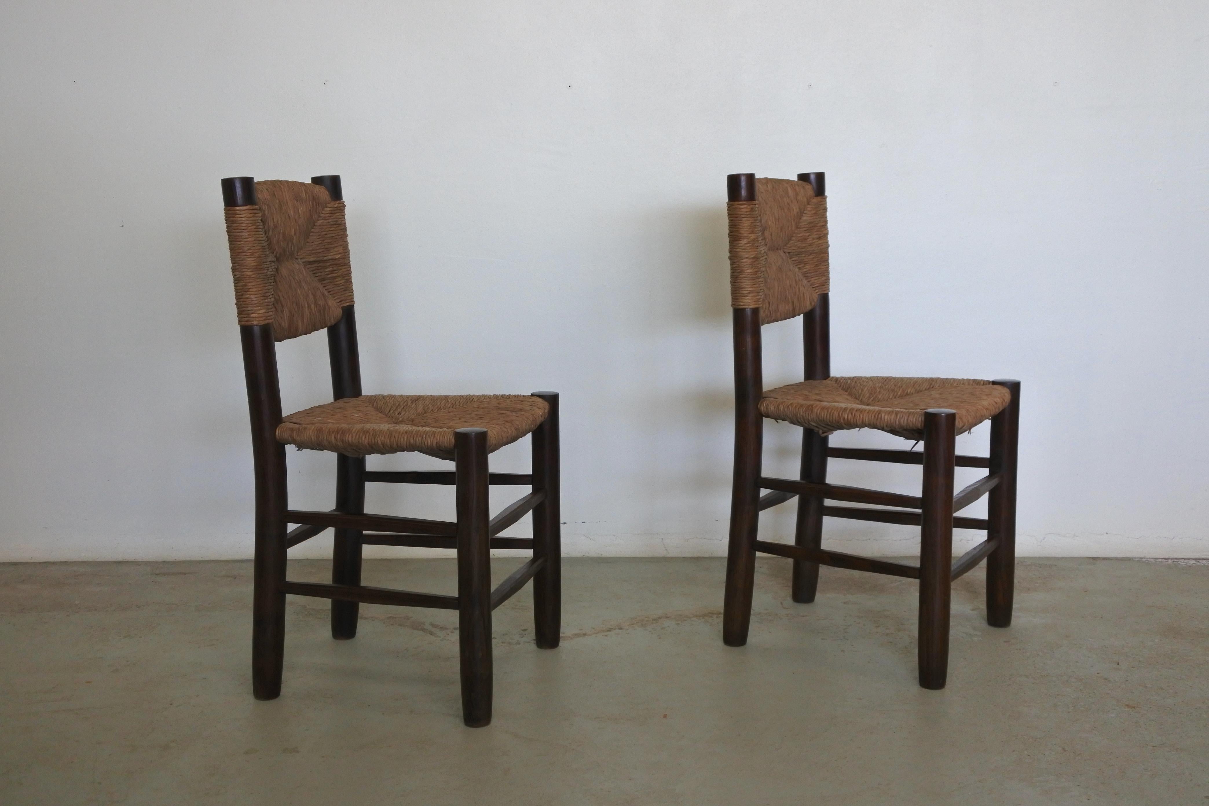 French Charlotte Perriand Set of Two Chairs N 19, France, Early 1950s