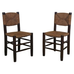 Retro Charlotte Perriand Set of Two Chairs N 19, France, Early 1950s