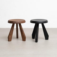 Charlotte Perriand Set of Two Meribel Wood Stool For Cassina