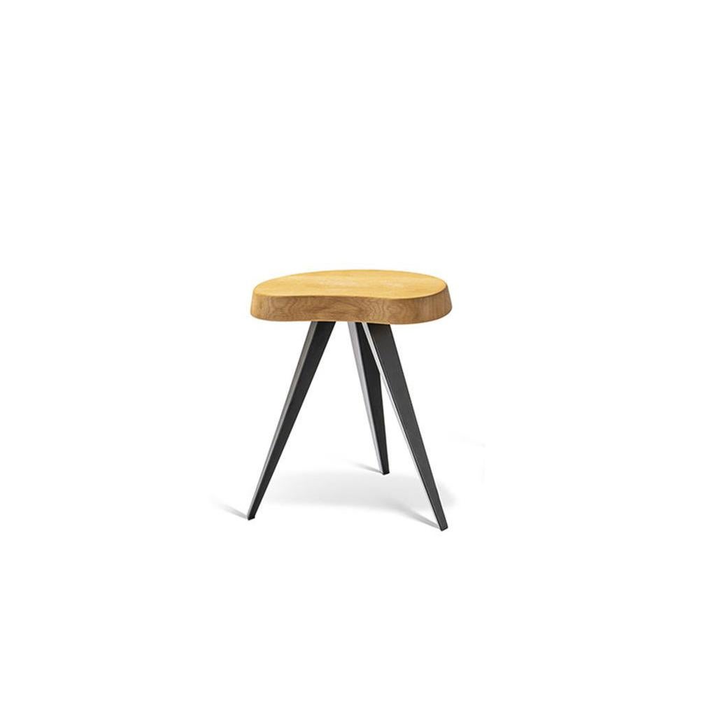 Mid-Century Modern Charlotte Perriand Set of Two Mexique Stools, Wood and Metal