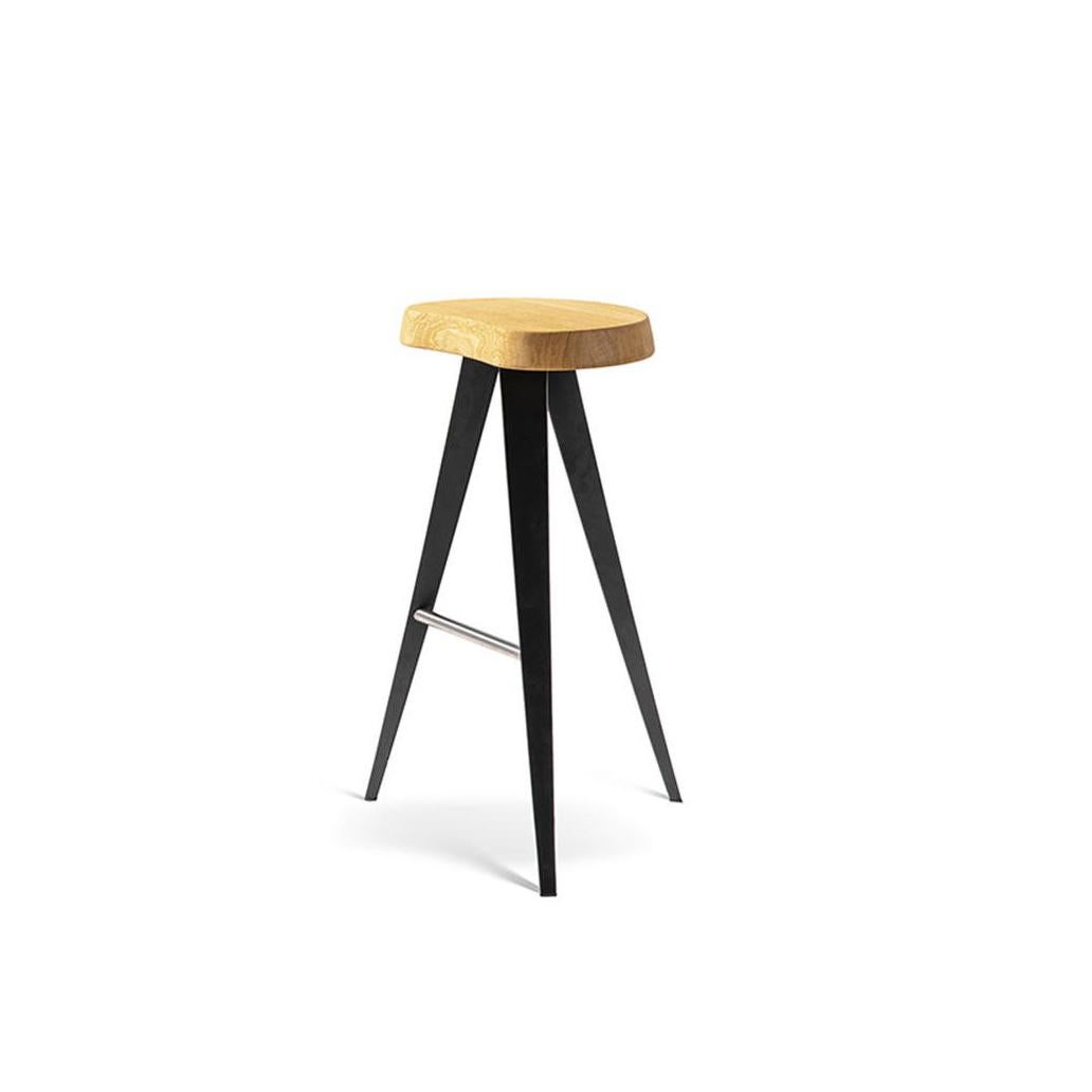 Italian Charlotte Perriand Set of Two Mexique Stools, Wood and Metal by Cassina