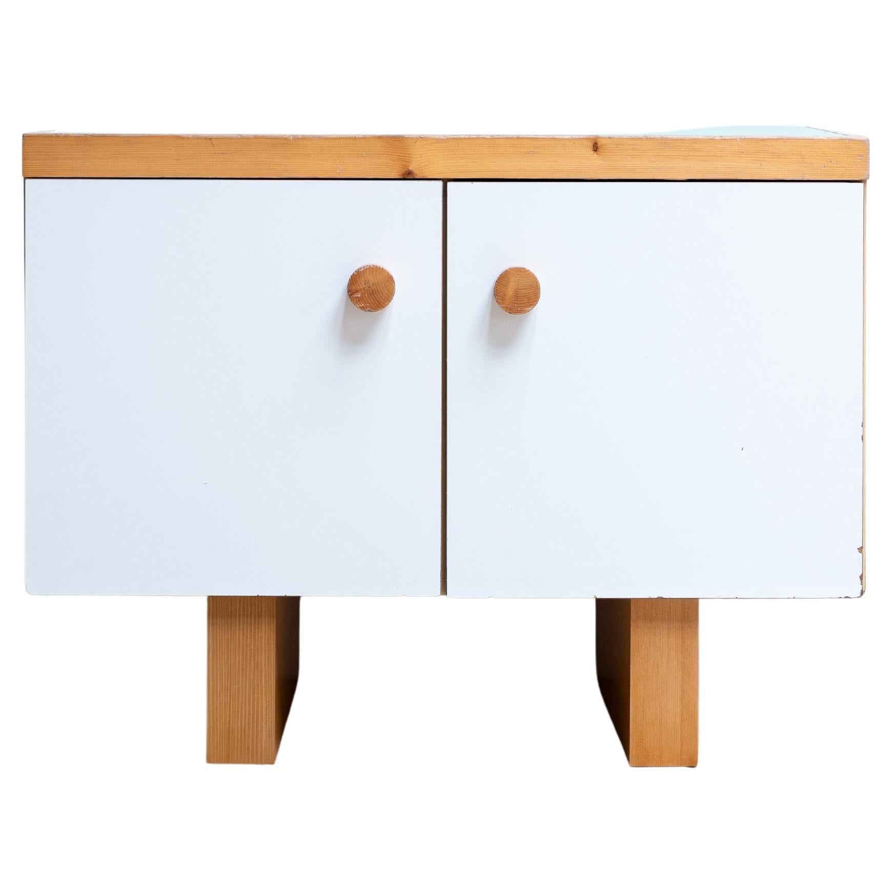 Charlotte Perriand Side Board from Les Arcs, 2 Doors, Green Top