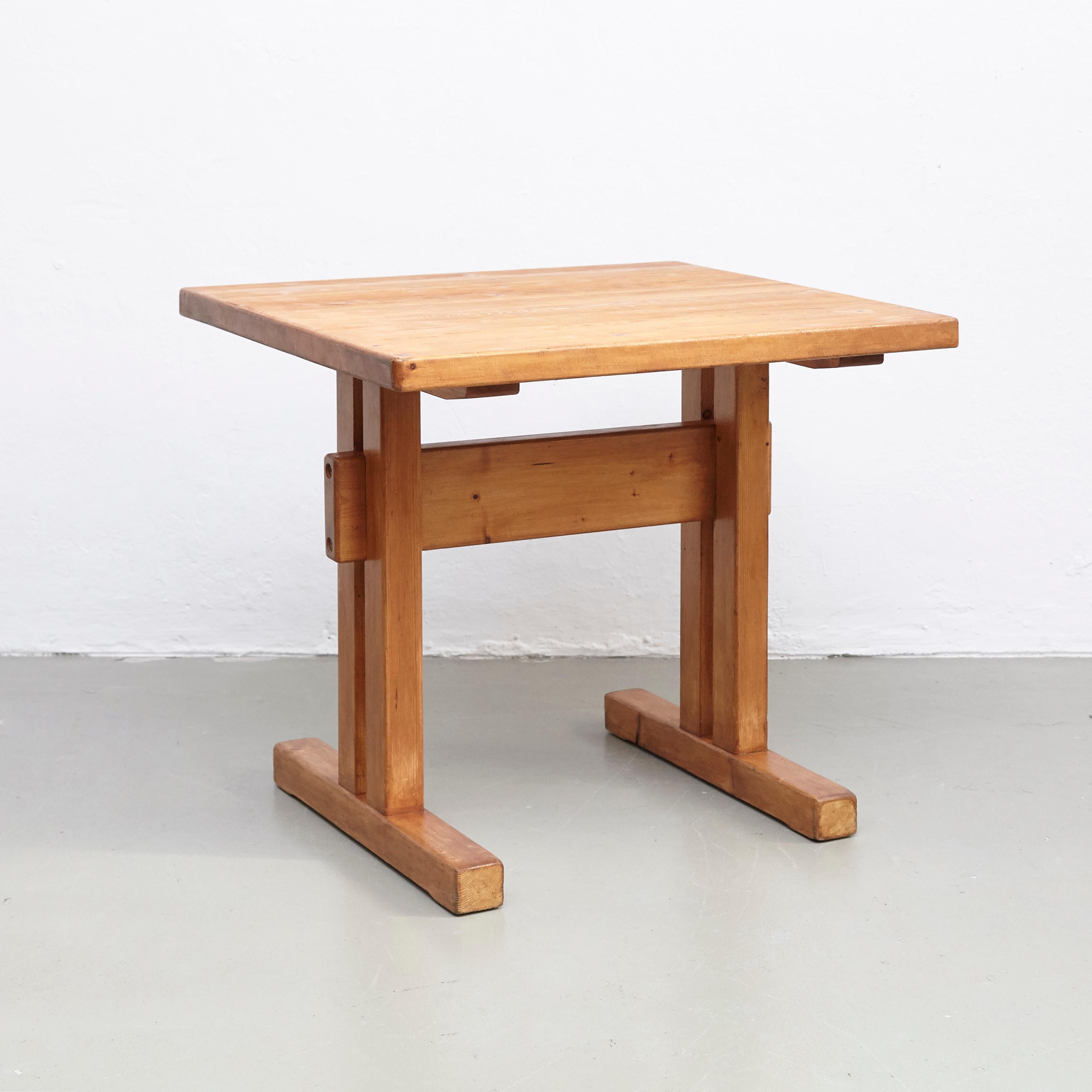 Mid-Century Modern Charlotte Perriand Small Wood Table for Les Arcs, circa 1960