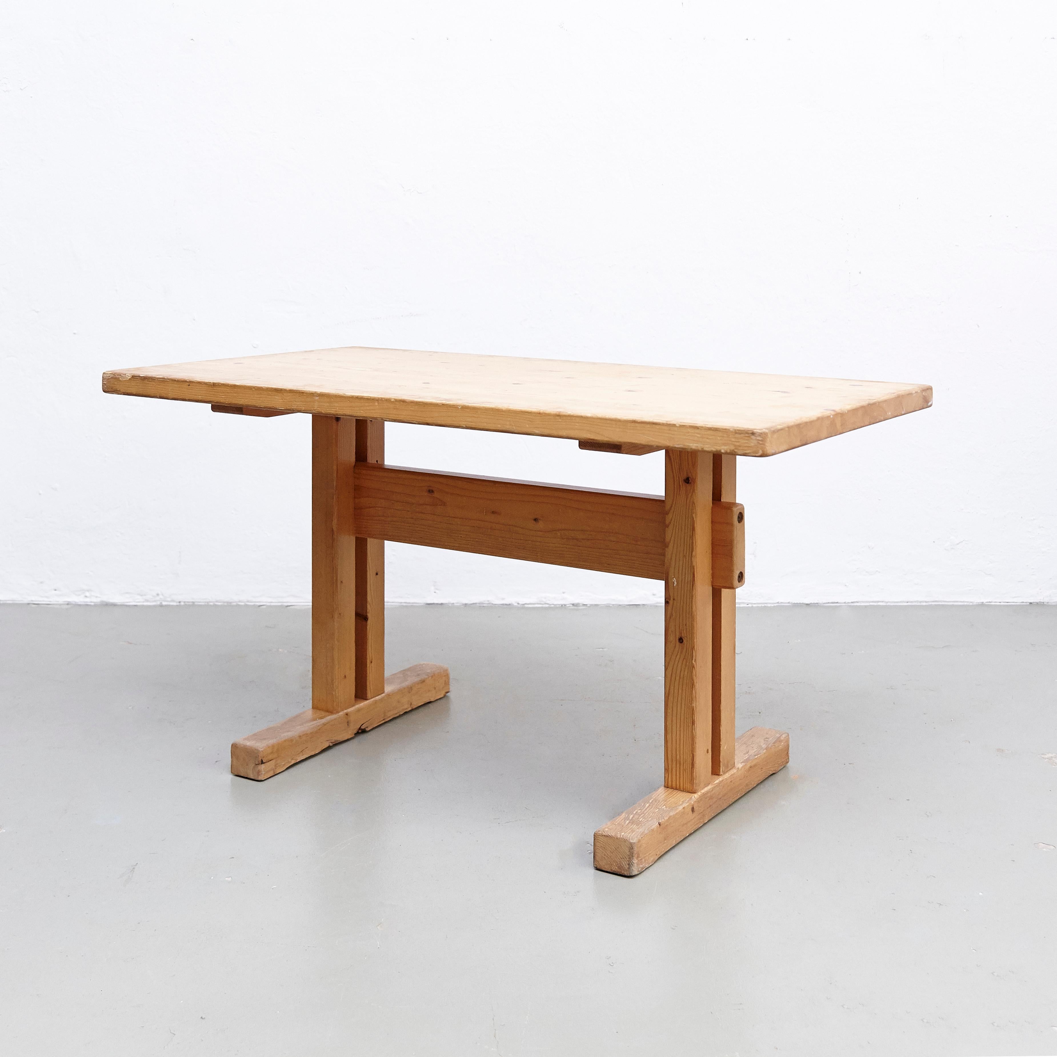 Mid-Century Modern Charlotte Perriand, Mid Century Modern Small Wood Table for Les Arcs, circa 1960