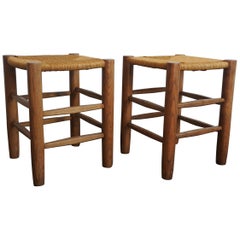 Charlotte Perriand Solid Wood Stools N 17, Georges Blanchon, France, 1950