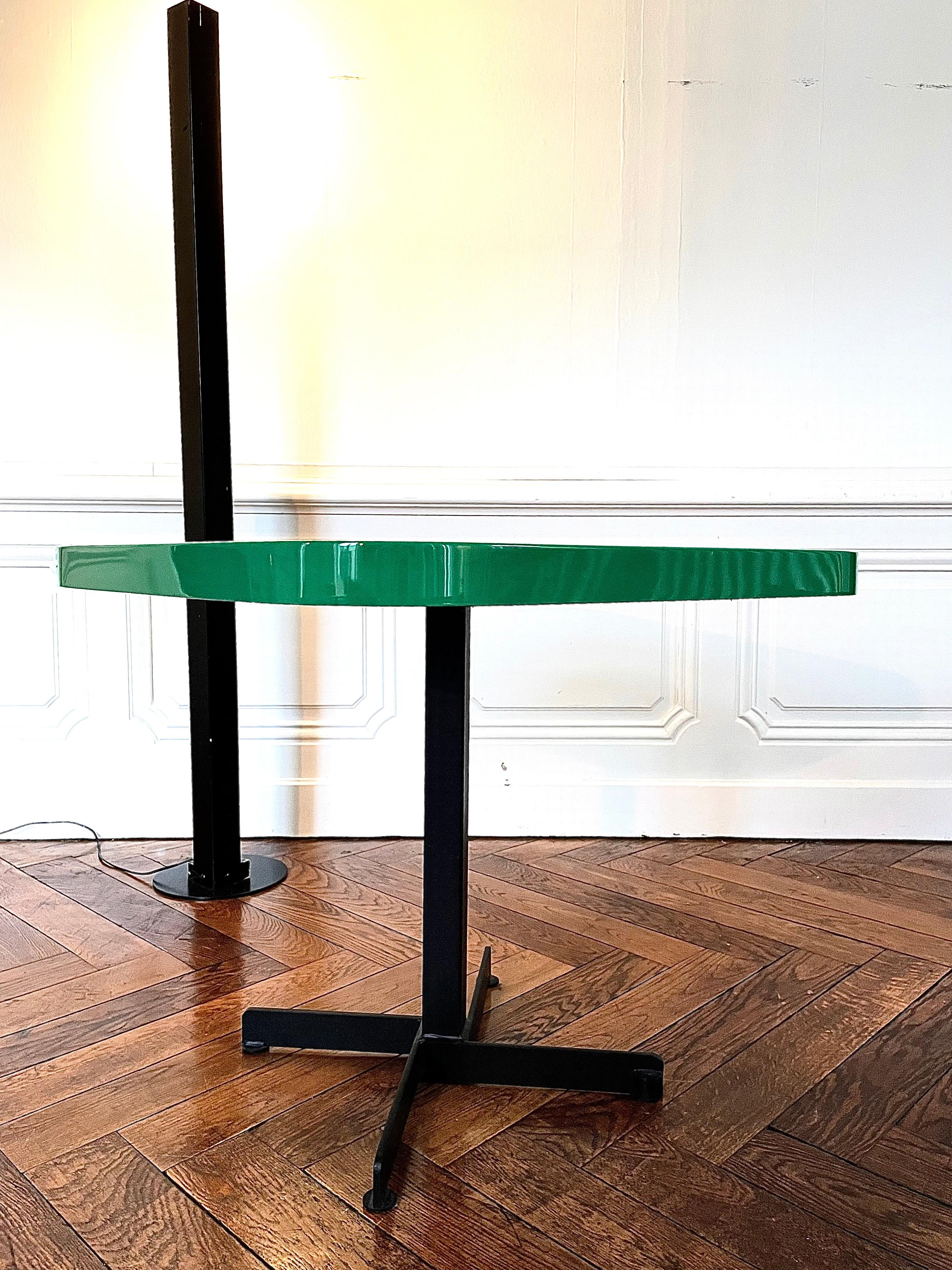 Charlotte Perriand Square Table in Green Polyester from 1984 For Sale 3