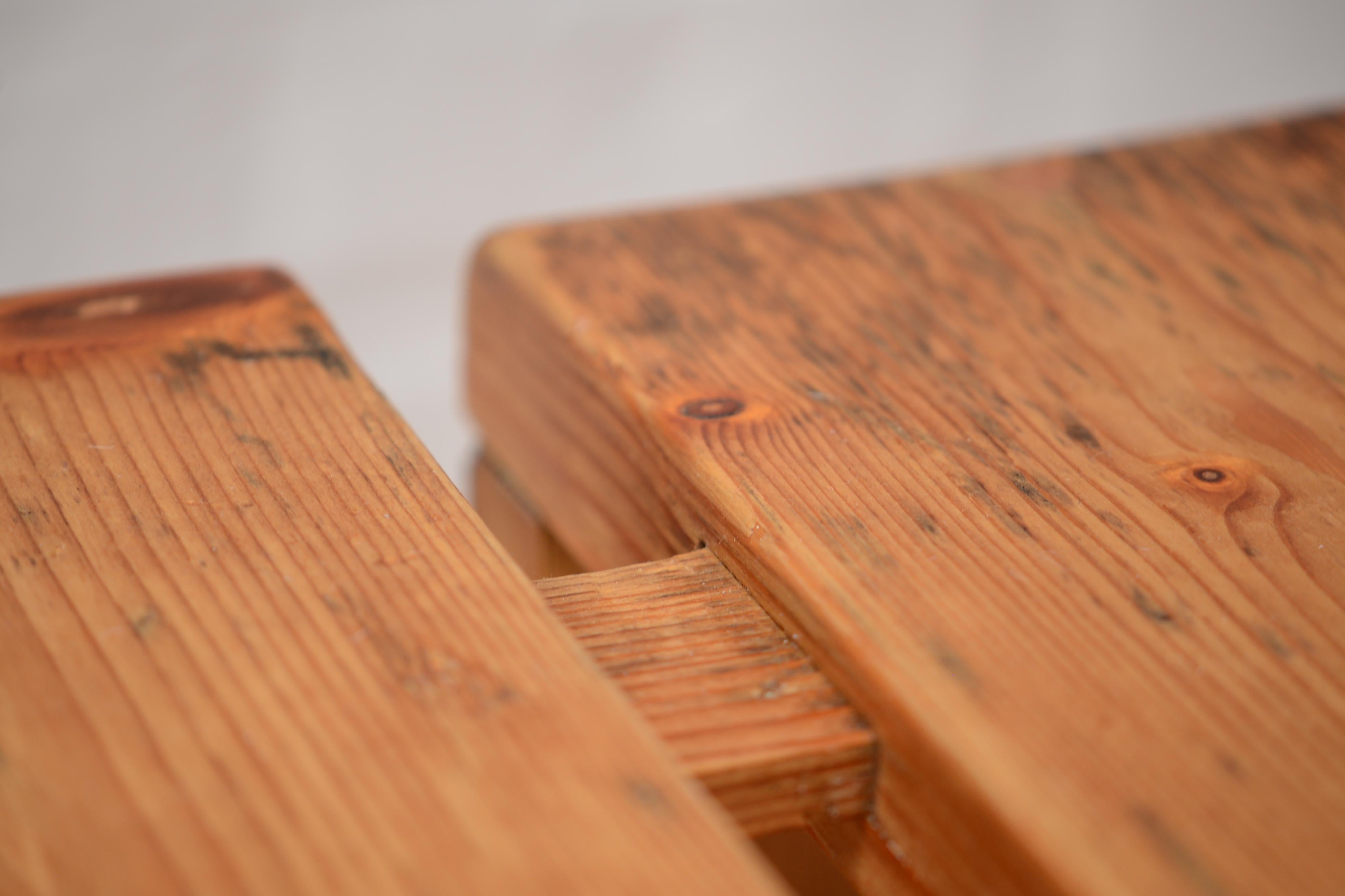 Hand-Crafted Charlotte Perriand Stool in Pine for “Les Arcs”, France, 1967 For Sale