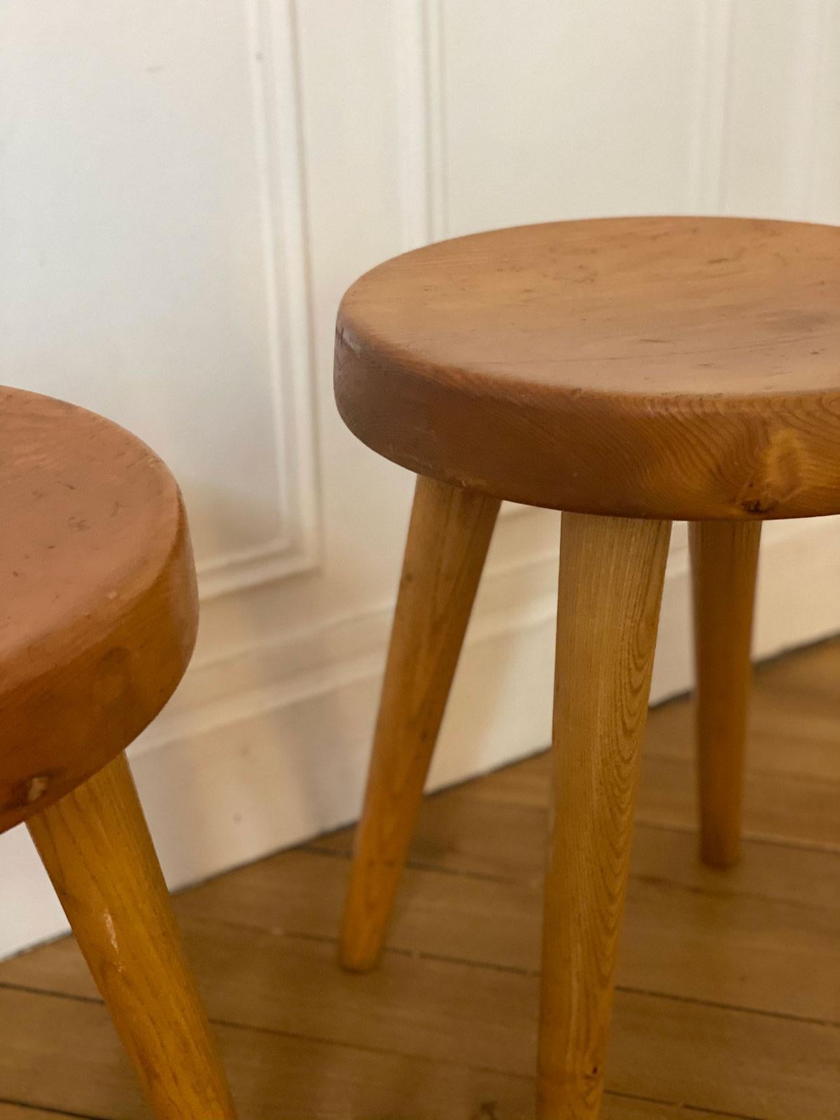 Charlotte Perriand Stools Coming from Méribel Les Allies, 1946 In Good Condition In Grenoble, FR