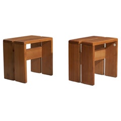 Charlotte Perriand, Stools for Les Arcs, Elm, France, C. 1980