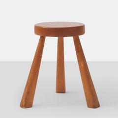 Rare Pair of Oak Stools for Les Arcs by Charlotte Perriand