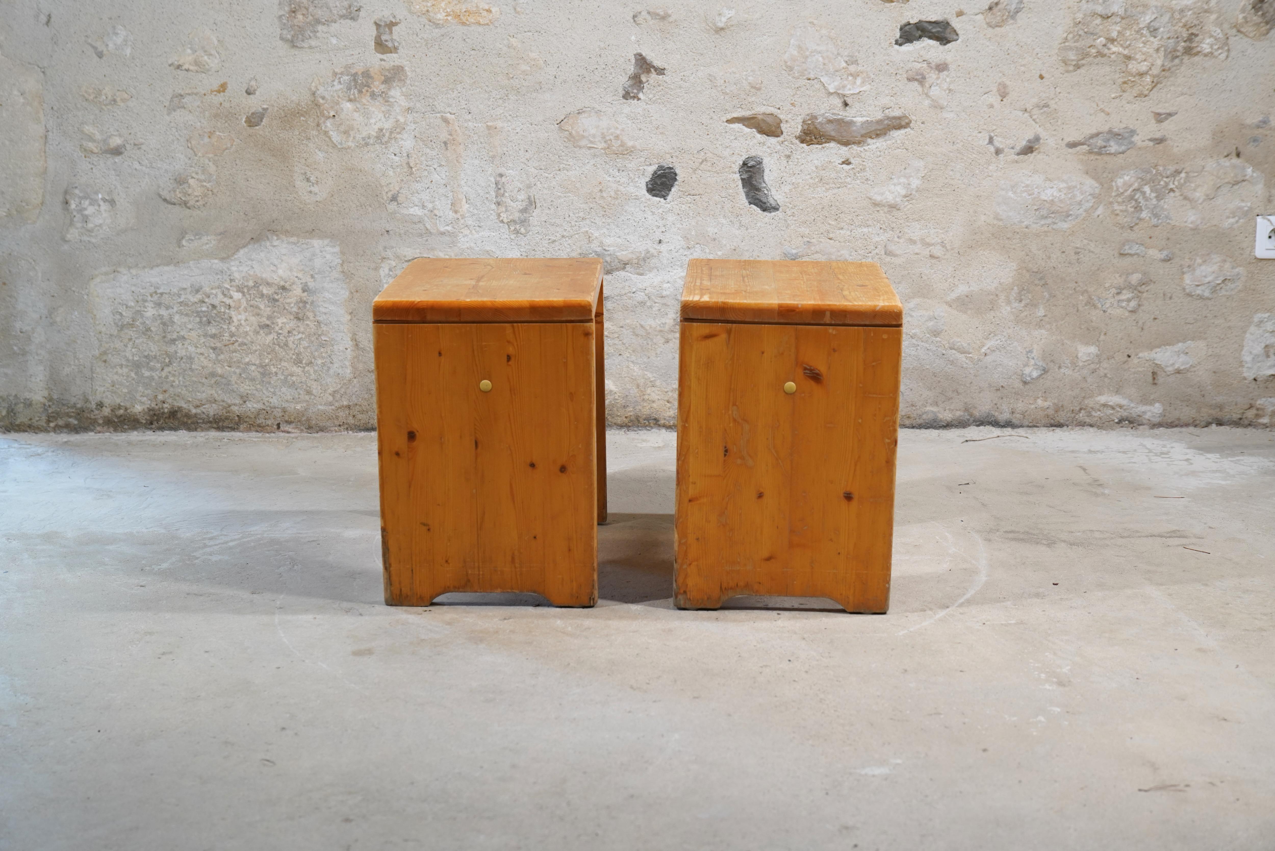 Mid-20th Century Charlotte Perriand Stools from Les Arcs, France circa 1968 (4 Available) For Sale