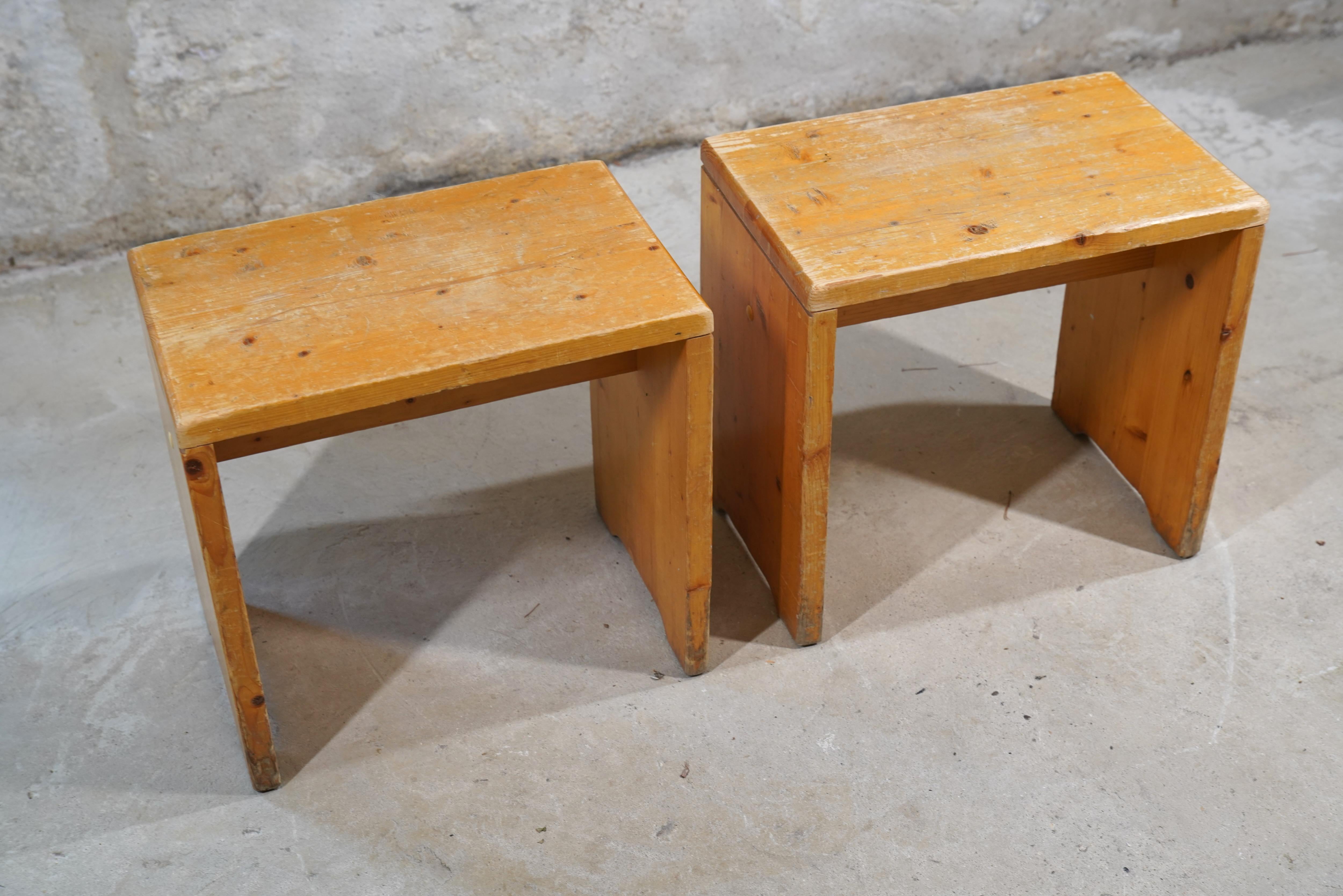 Charlotte Perriand Stools from Les Arcs, France circa 1968 (4 Available) For Sale 1