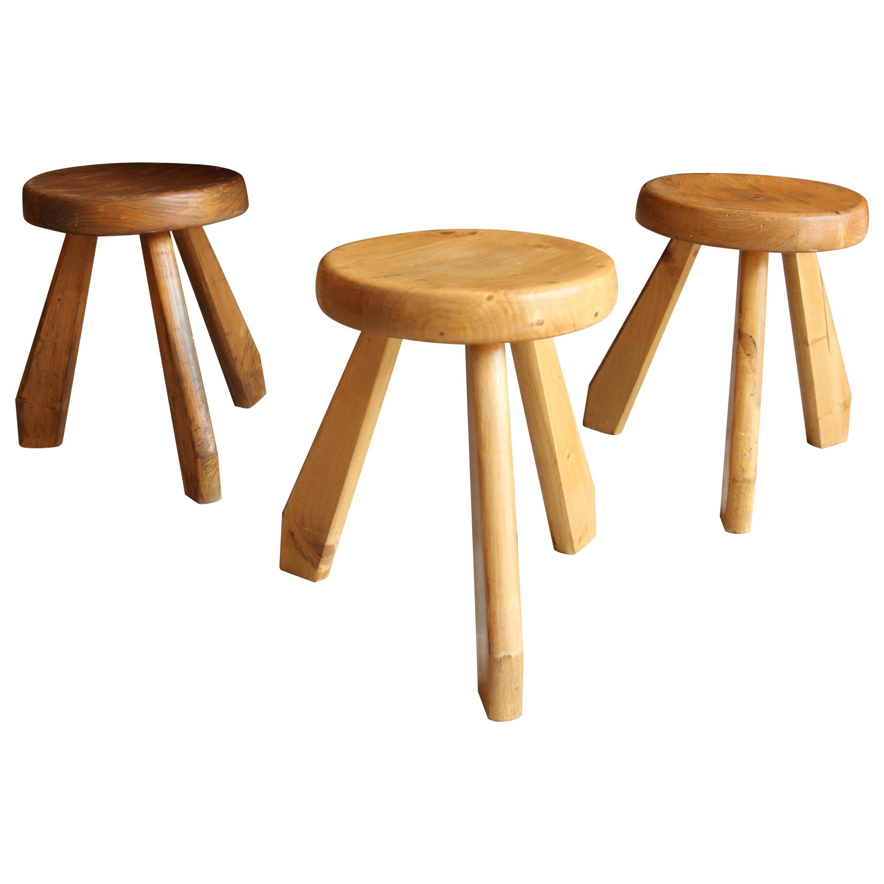 Charlotte Perriand, Stools from Les Arcs, Savoie, circa 1968