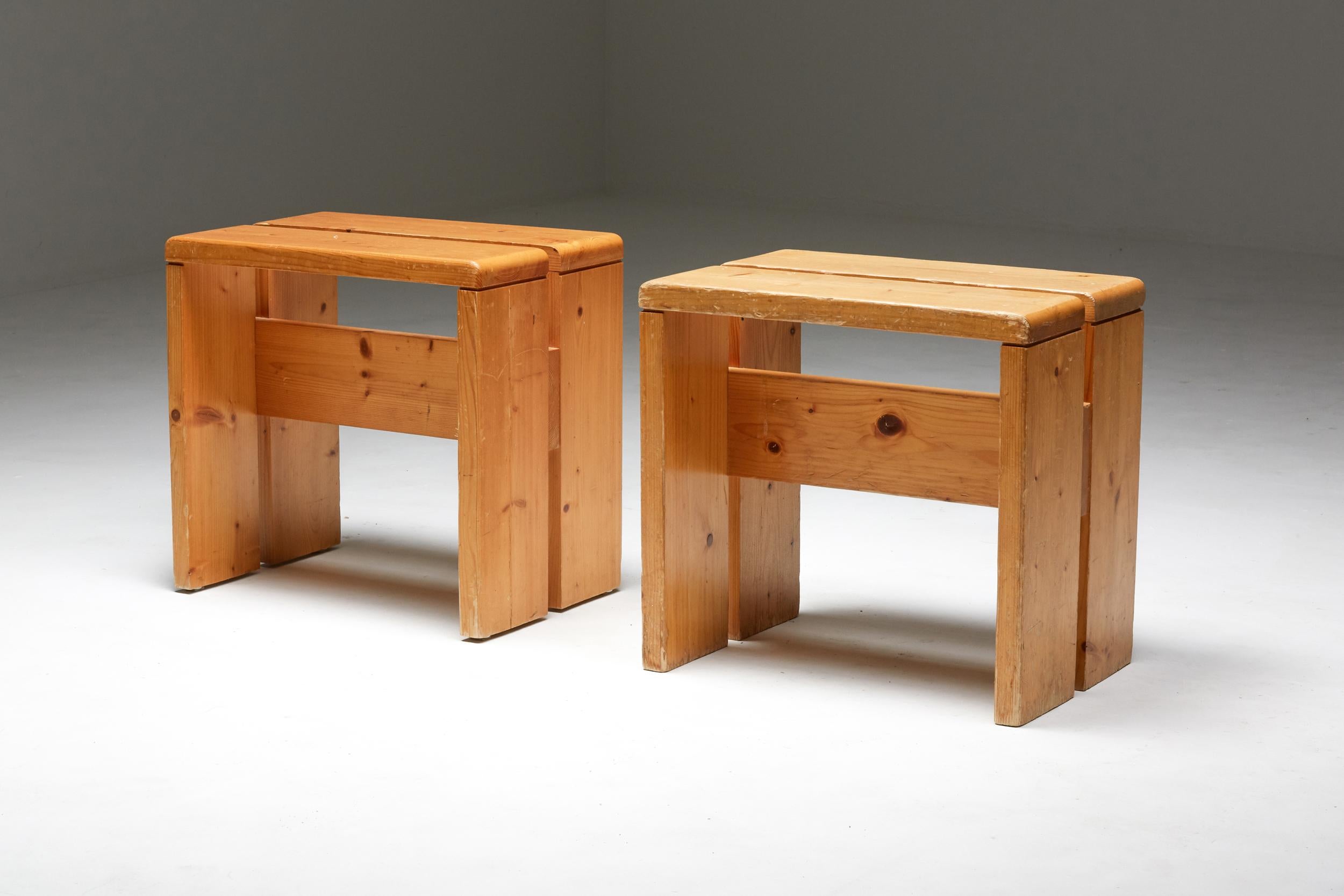 French Charlotte Perriand Stools Les Arcs