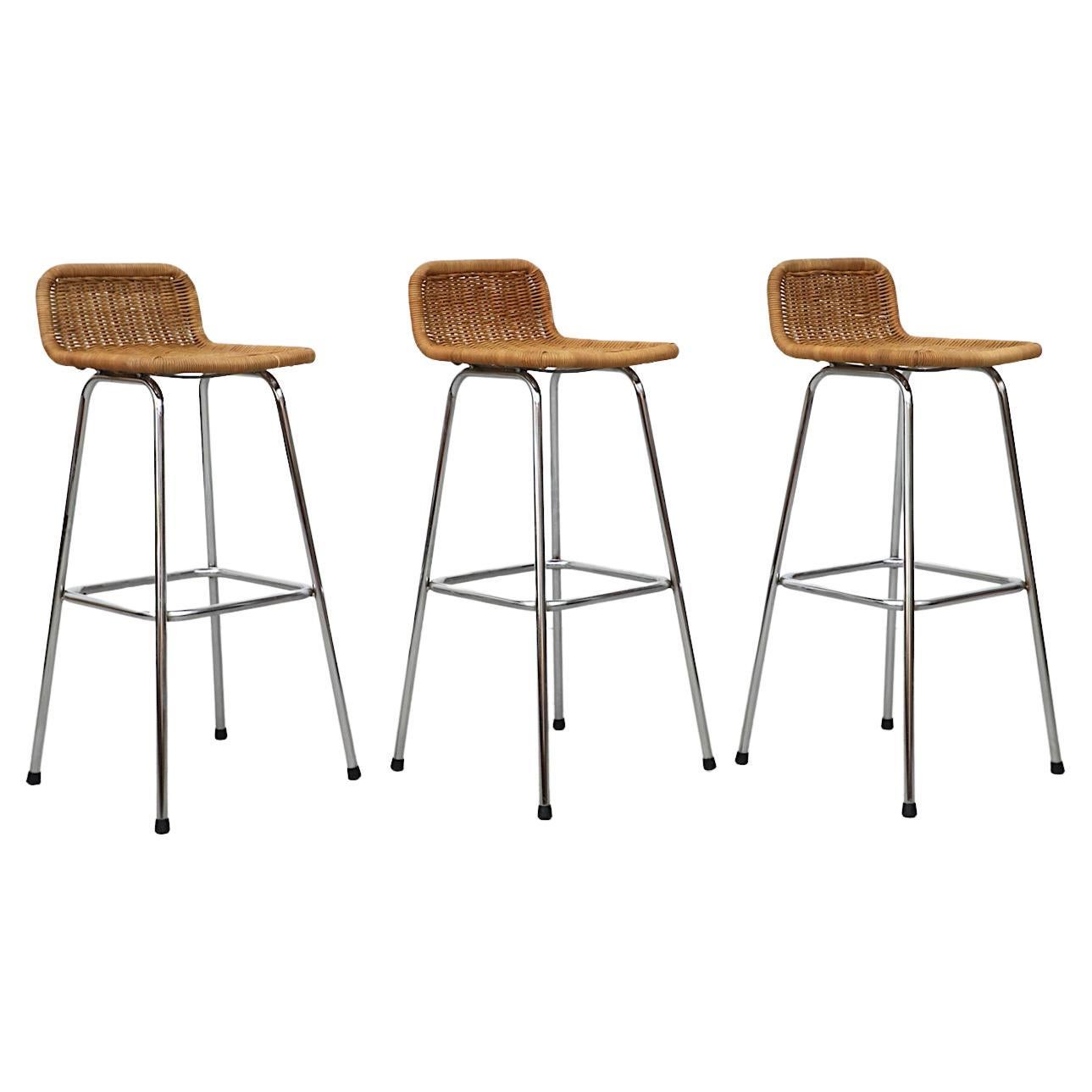 Set of 3 Charlotte Perriand Style Bar Stools