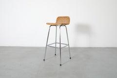 Charlotte Perriand Style Chrome and Rattan Bar Stools, Set of 3