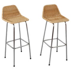 Charlotte Perriand Style Chrome Bar Stools