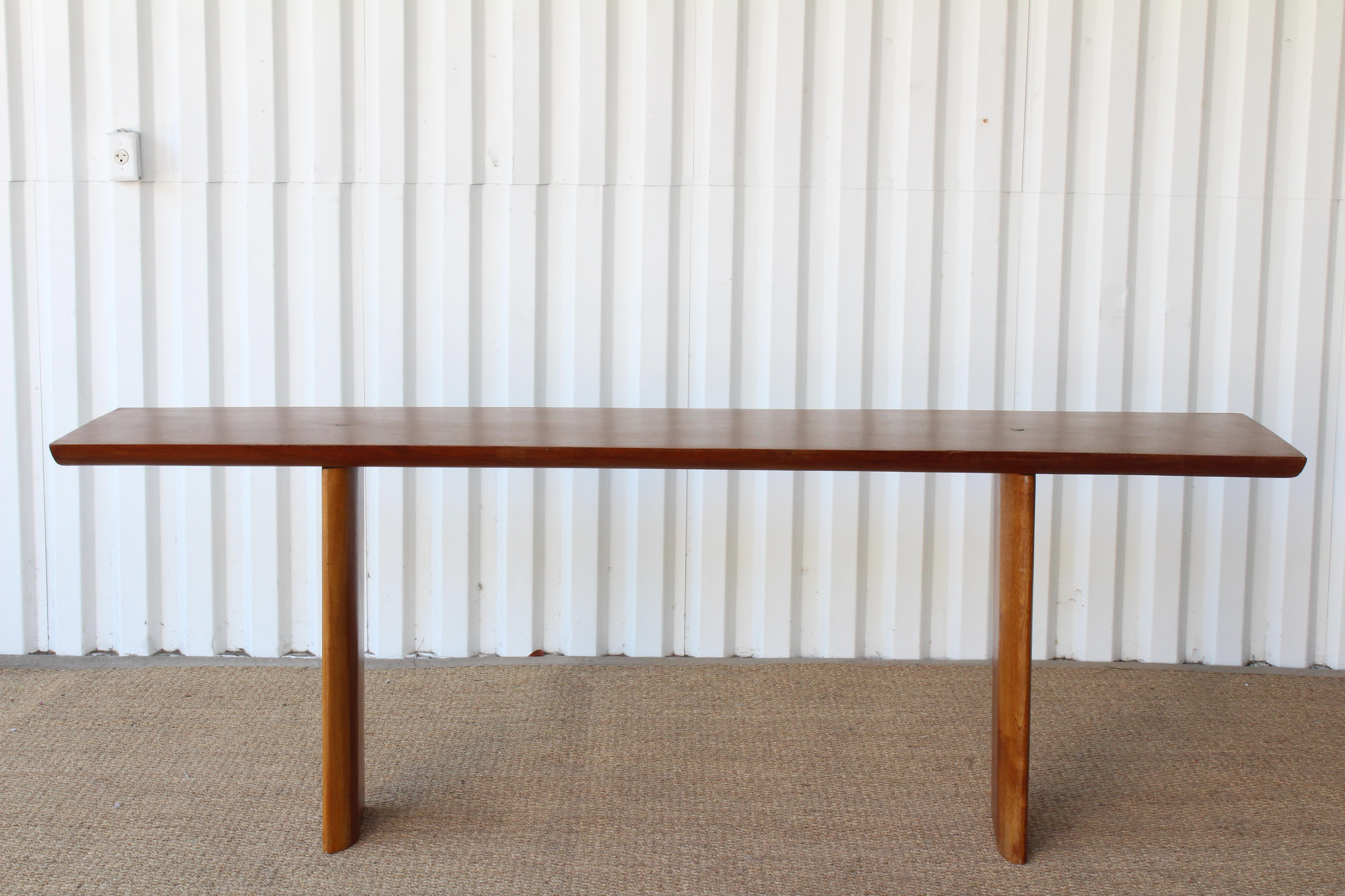 Solid elm console table, in the style of Charlotte Perriand. In great condition, in it's original finish.
