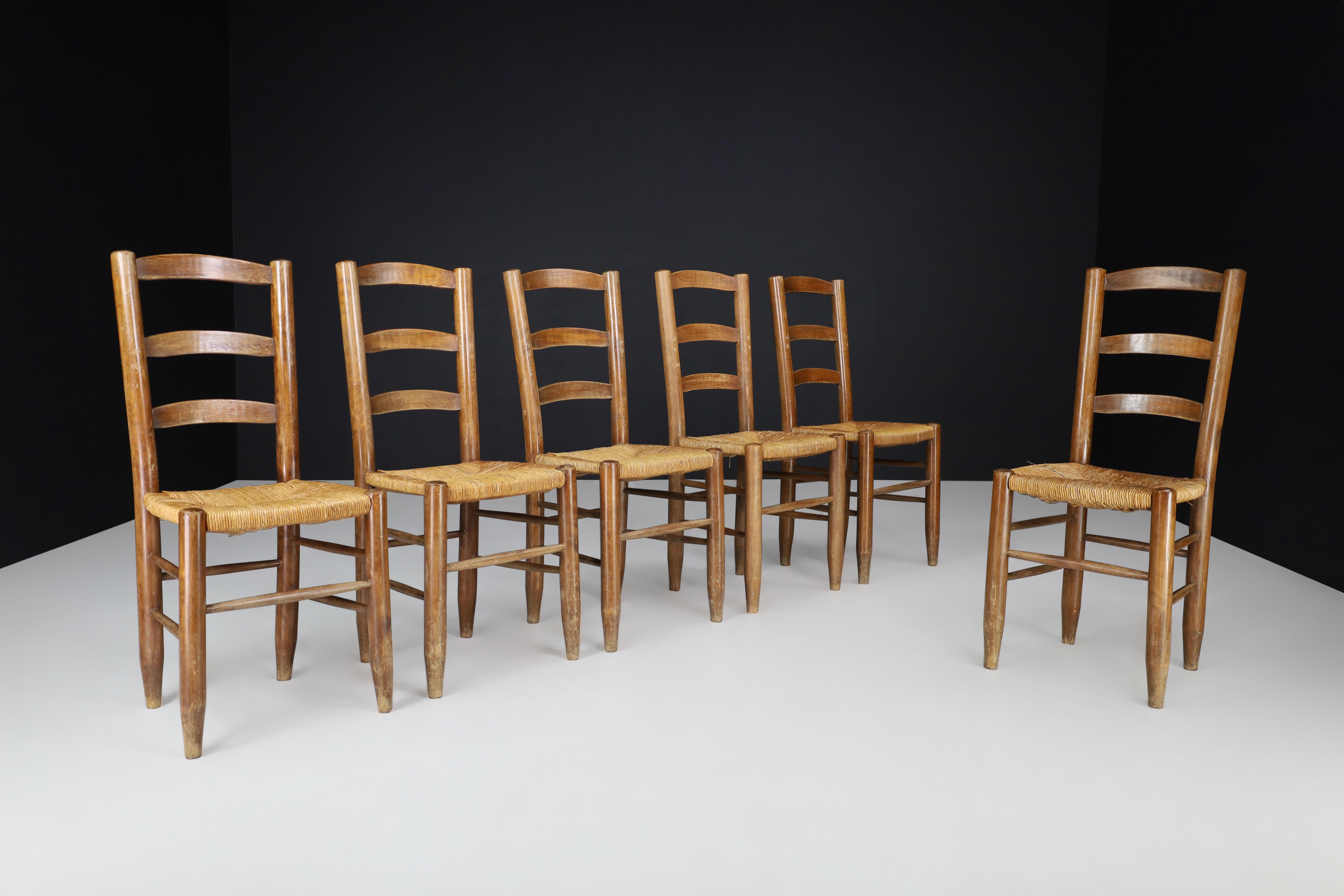 Mid-Century Modern Charlotte Perriand Style Dining Chairs, France 1950s For Sale