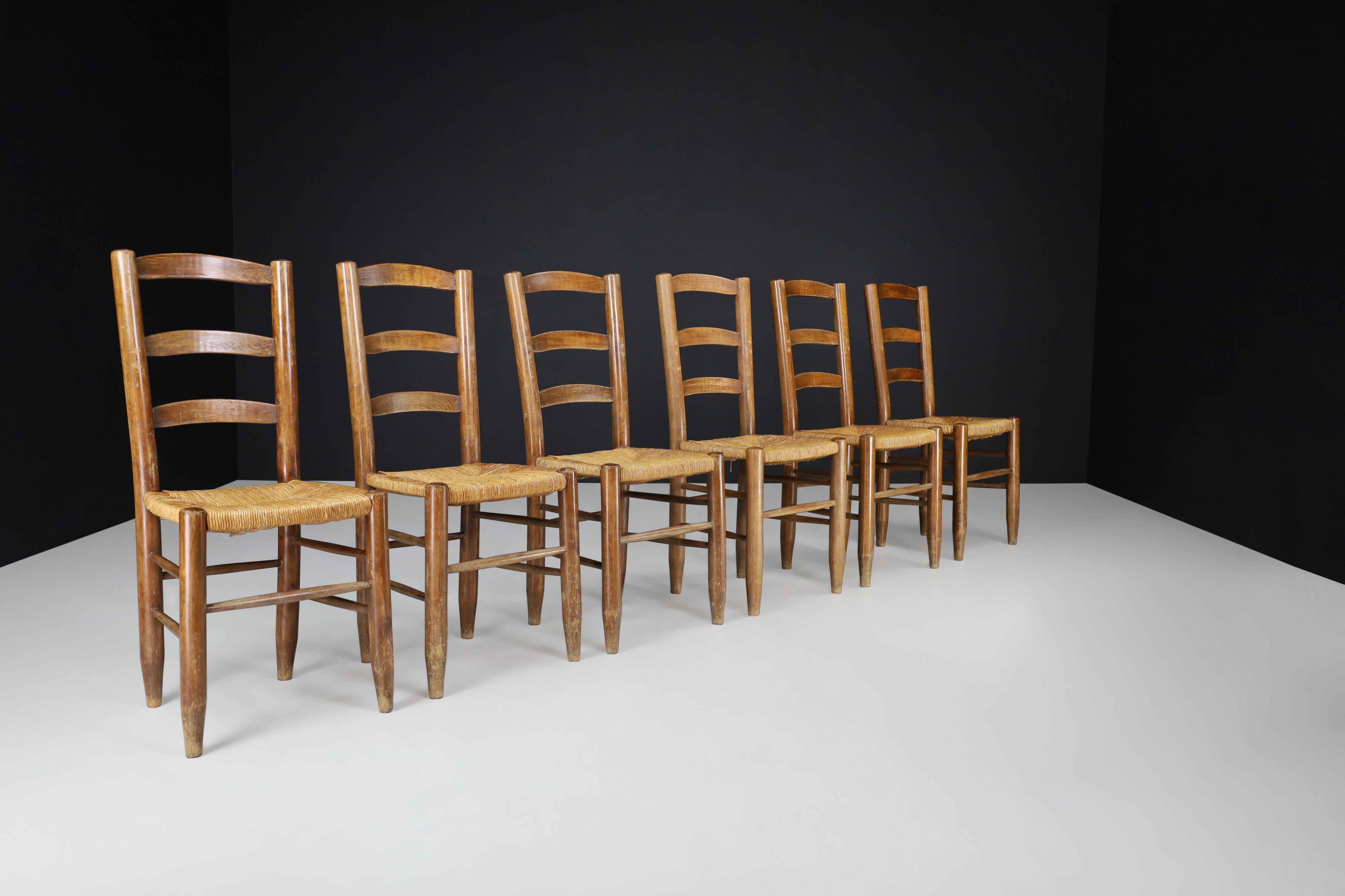 Charlotte Perriand Style Dining Chairs, France 1950s For Sale 1