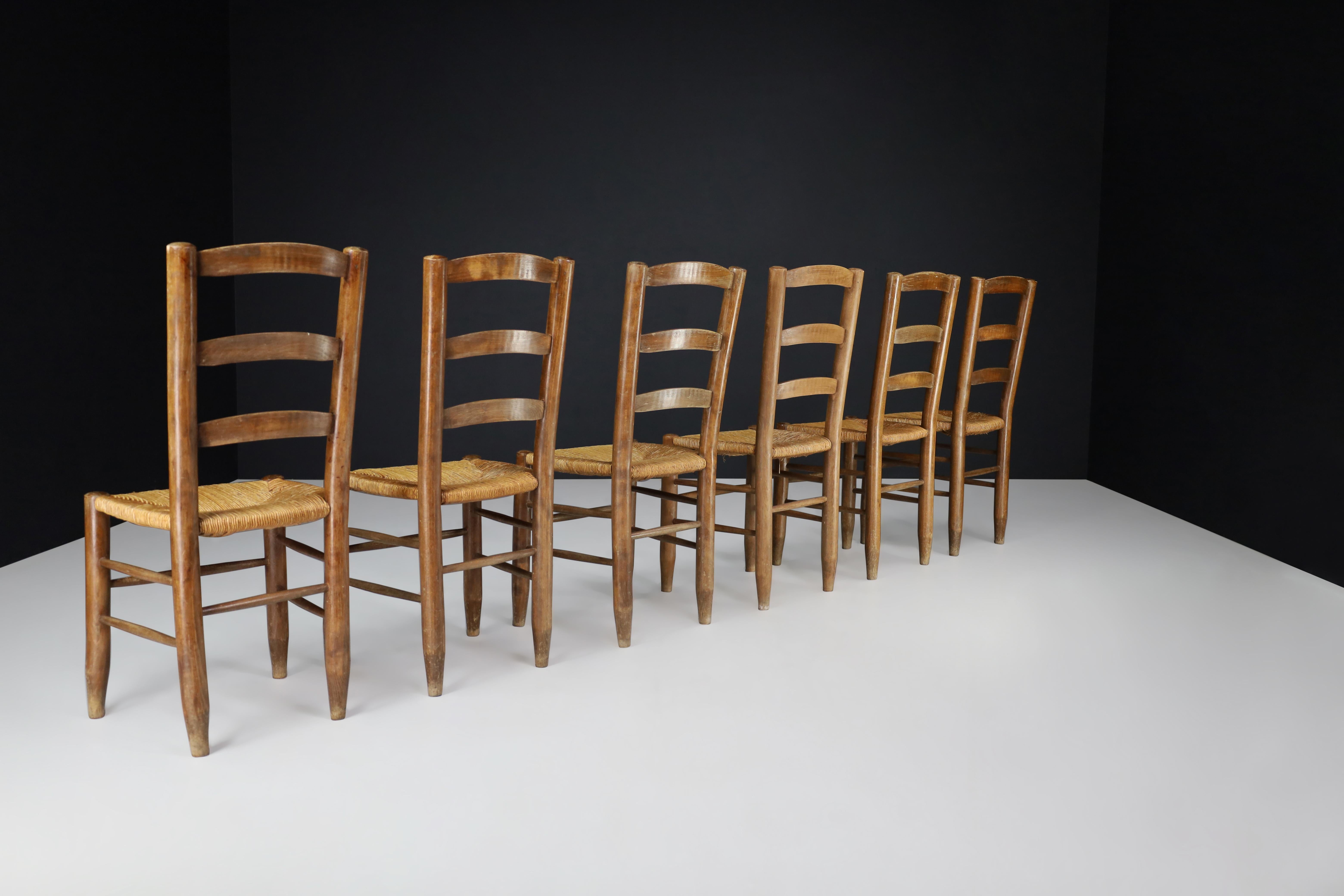 Charlotte Perriand Style Dining Chairs, France 1950s For Sale 2