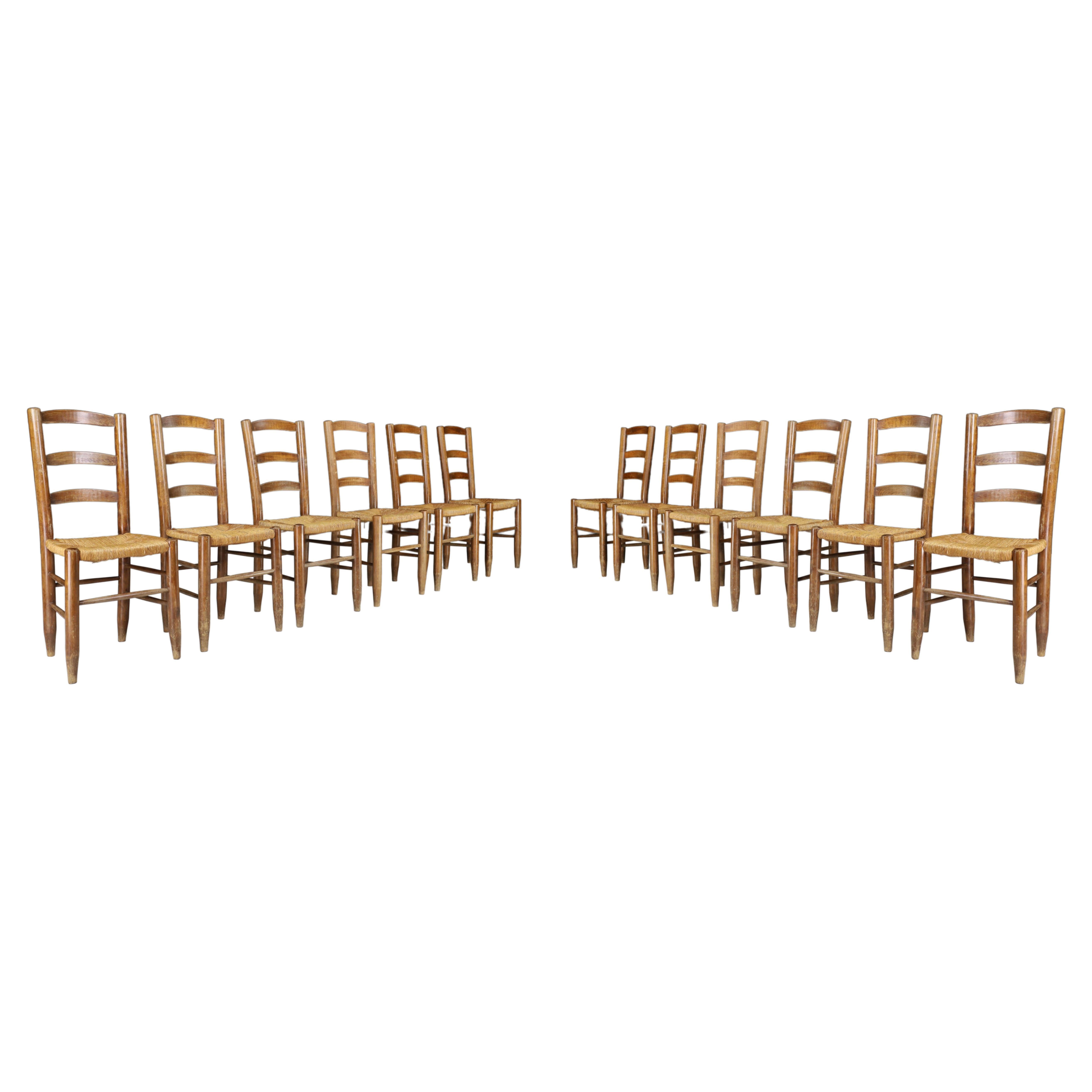 Charlotte Perriand Style Dining Chairs, France 1950s