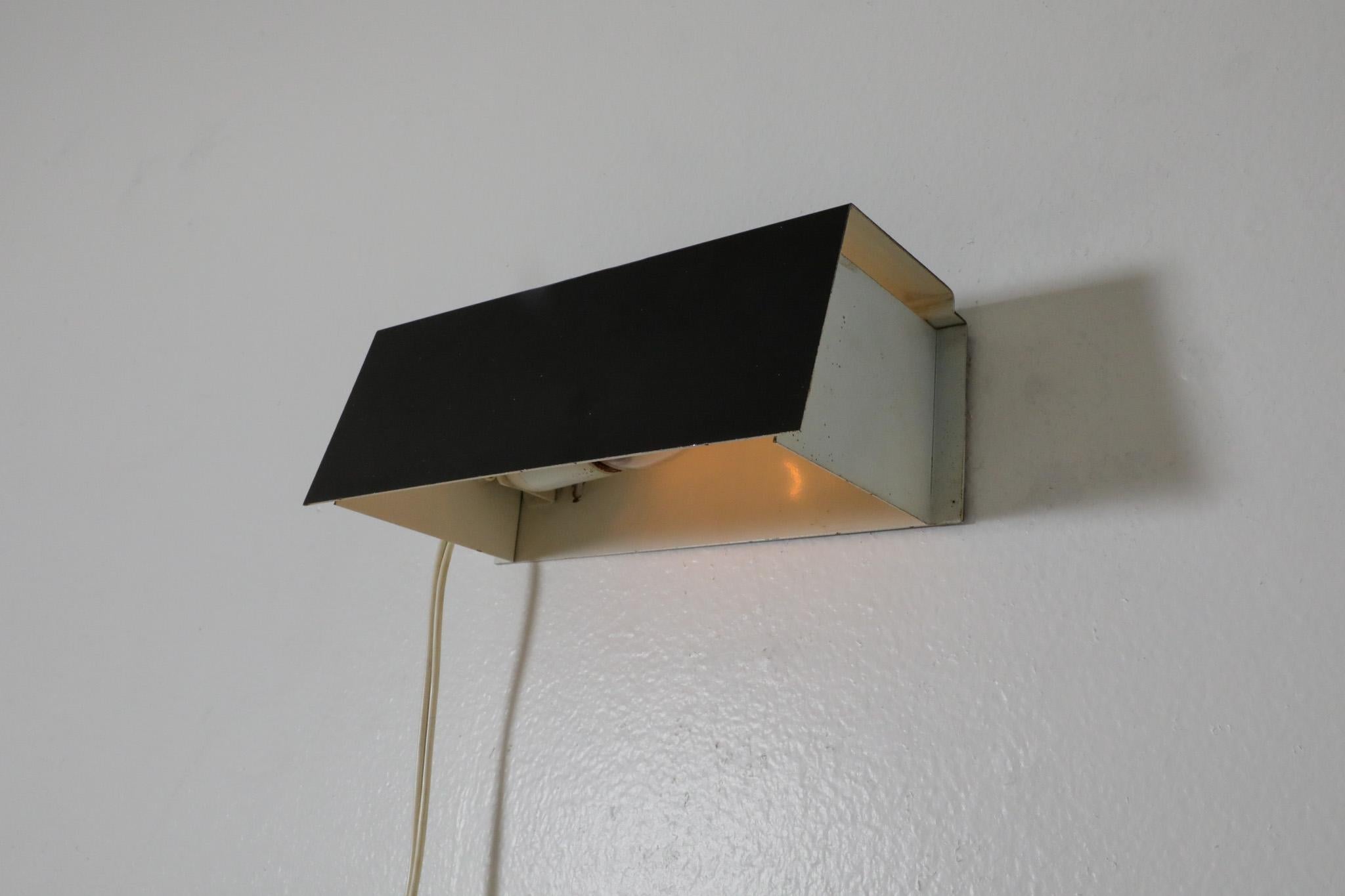 Charlotte Perriand Style Flush Mount Black and White Enameled Wall Sconce 3