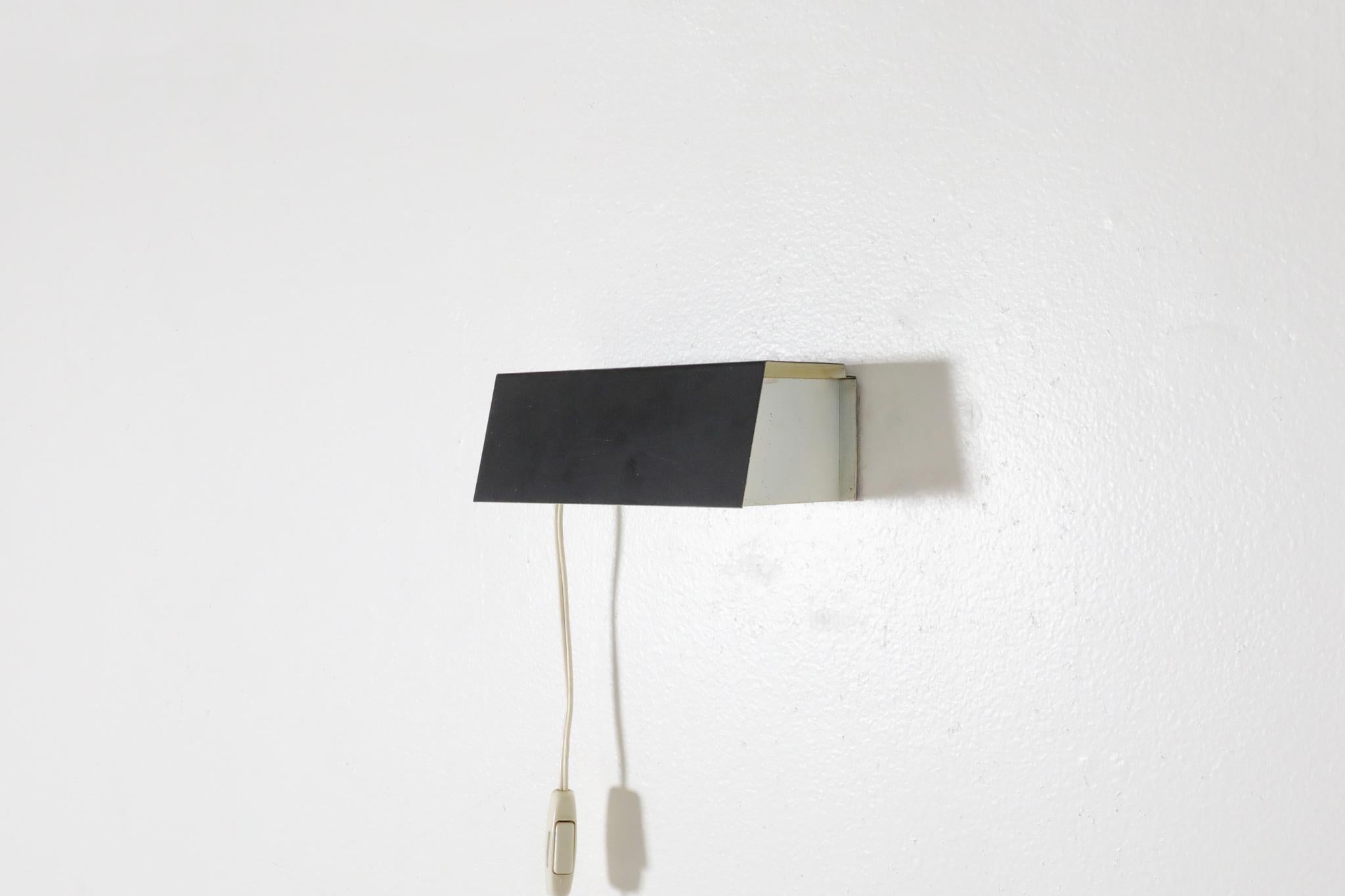 Dutch Charlotte Perriand Style Flush Mount Black and White Enameled Wall Sconce