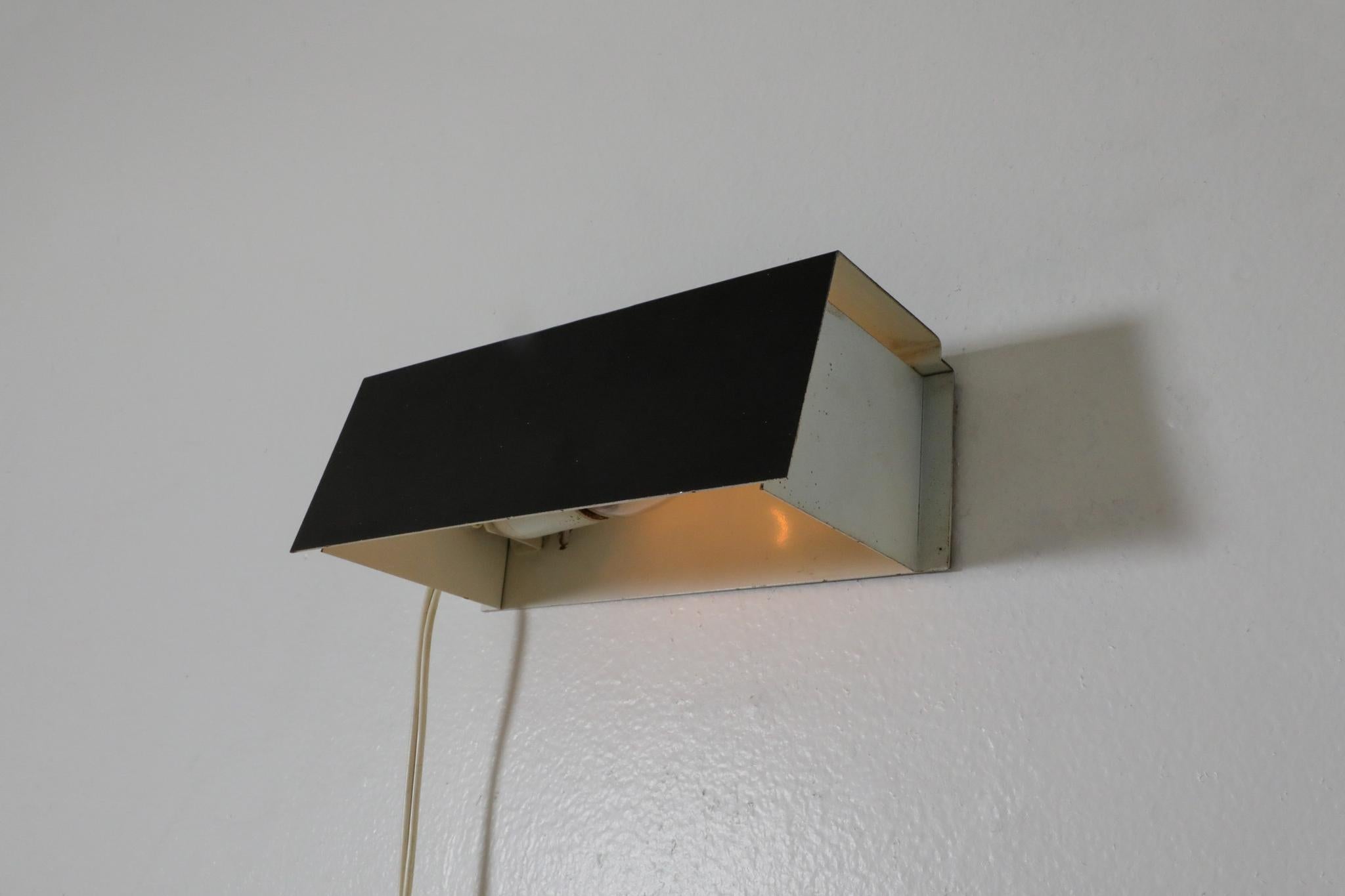 Charlotte Perriand Style Flush Mount Black and White Enameled Wall Sconce 2
