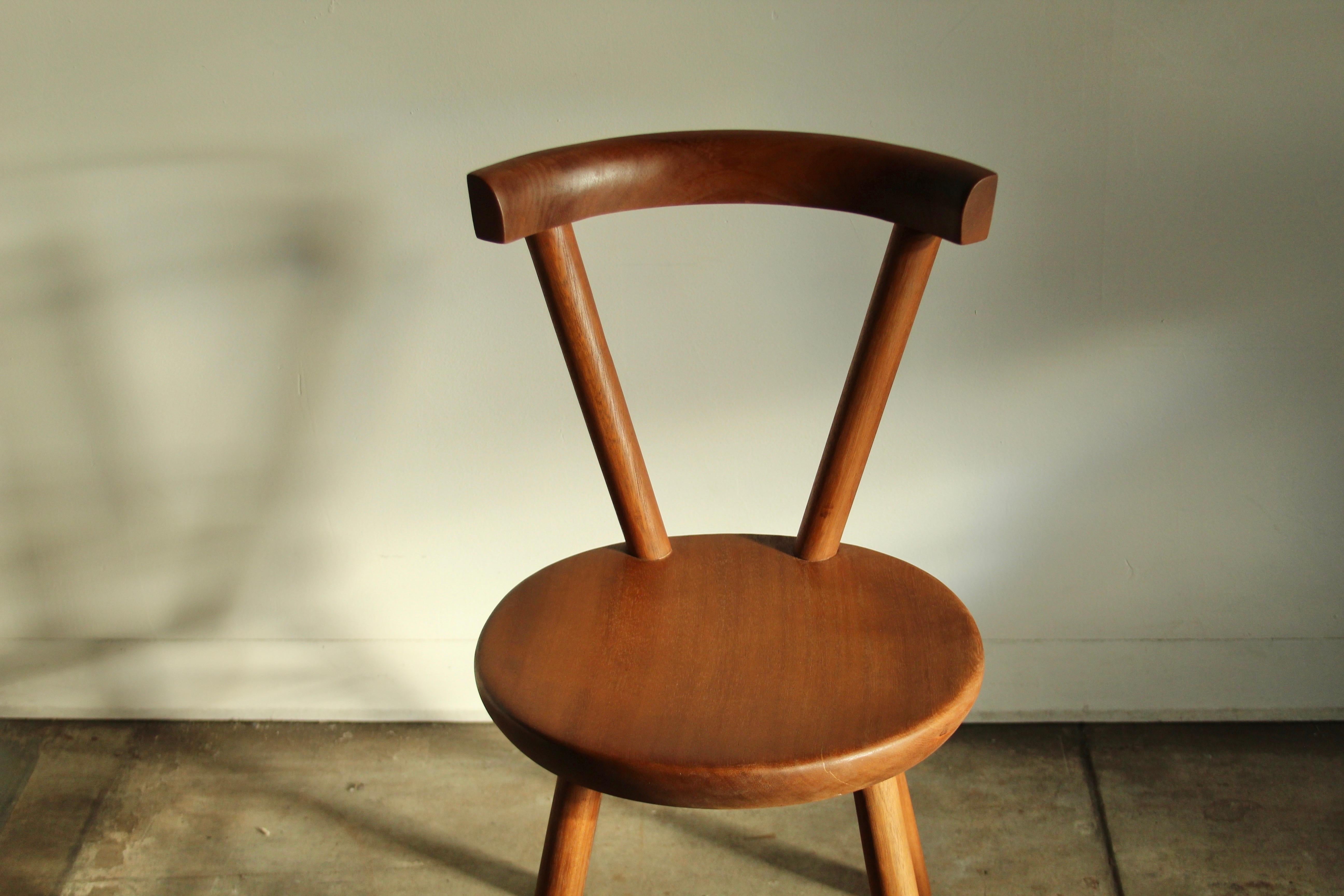 Mid-Century Modern Charlotte Perriand Style Mahogany Dining or Accent Chair, 1980s For Sale