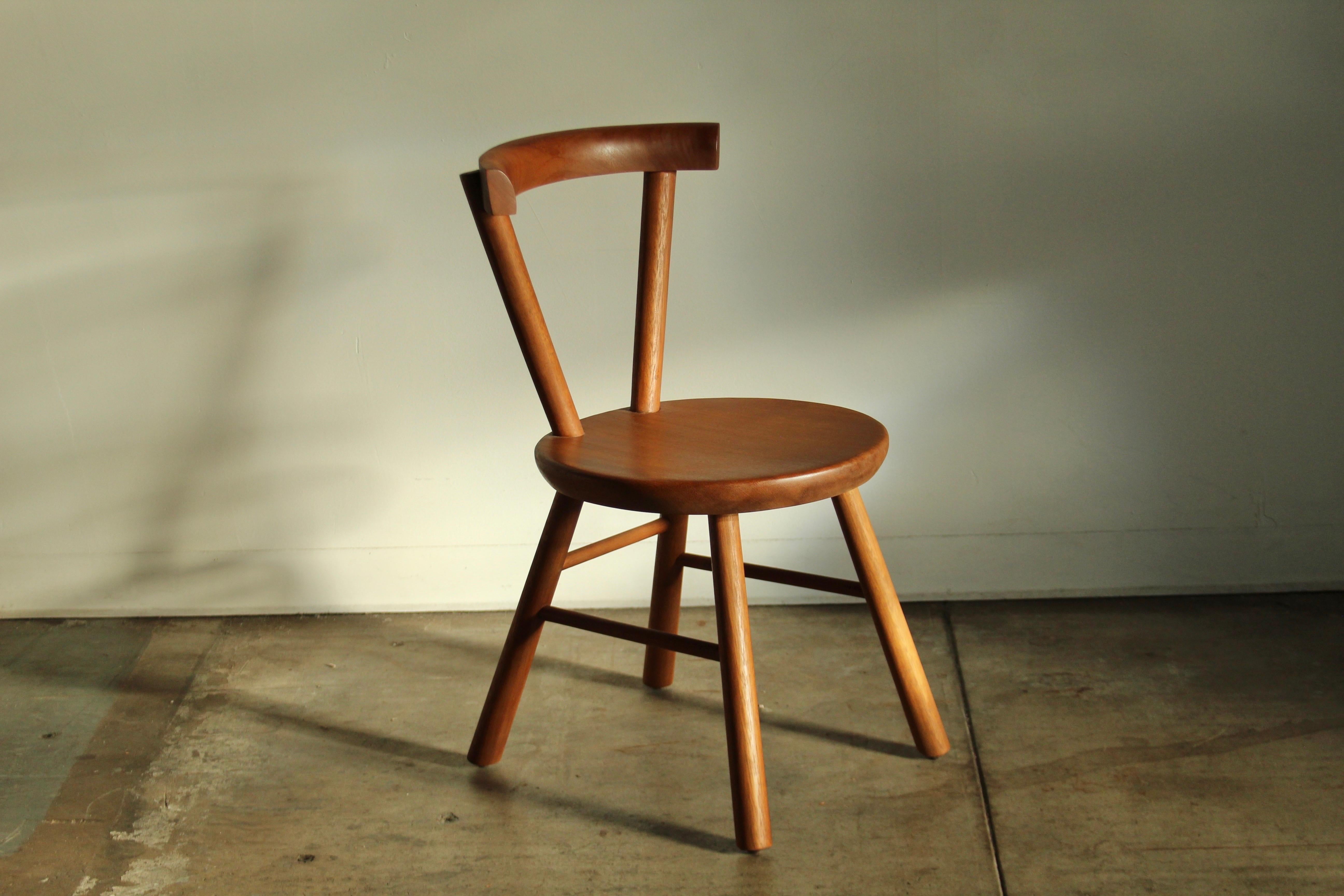 American Charlotte Perriand Style Mahogany Dining or Accent Chair, 1980s For Sale