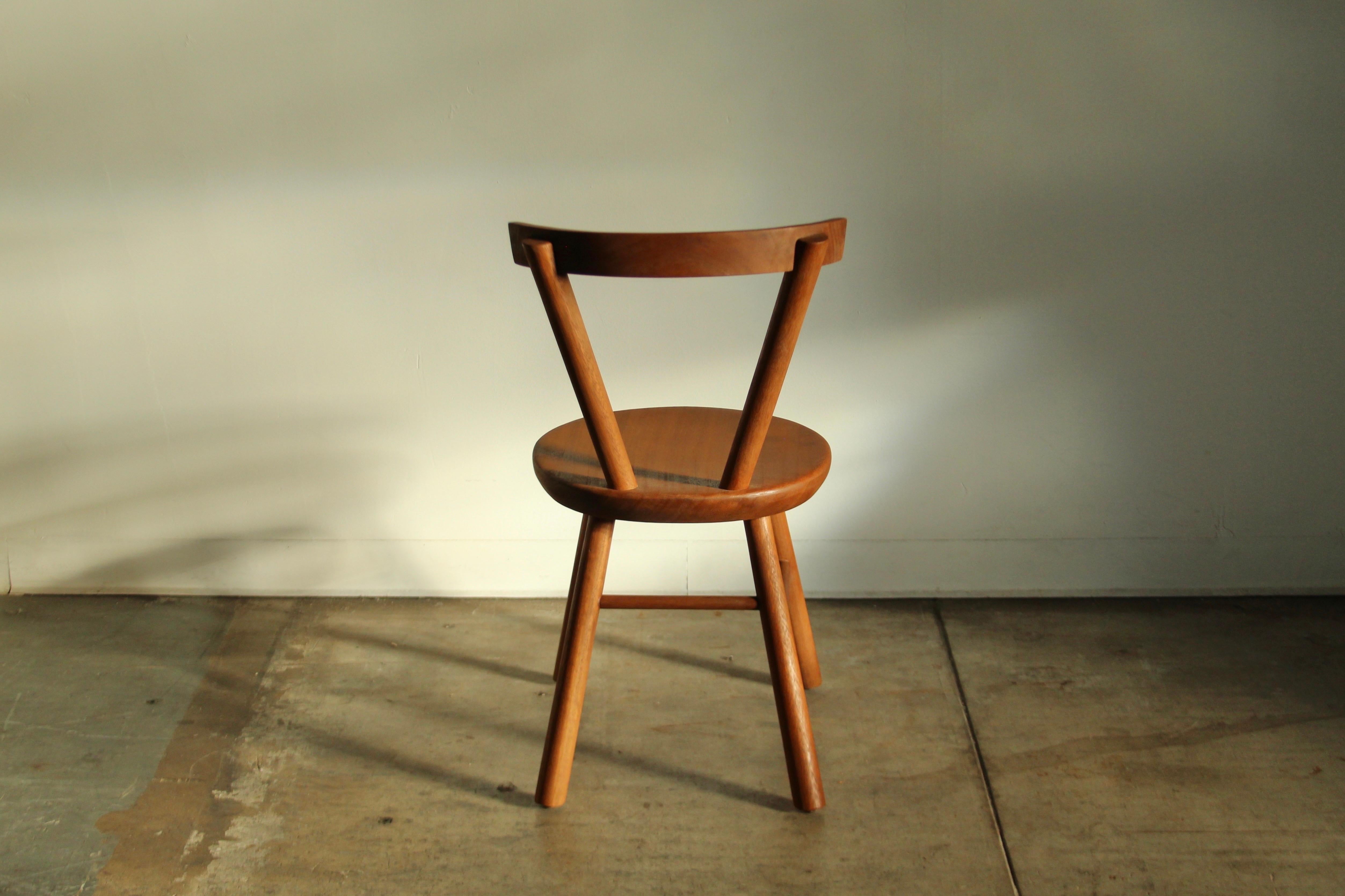 Charlotte Perriand Style Mahogany Dining or Accent Chair, 1980s For Sale 2