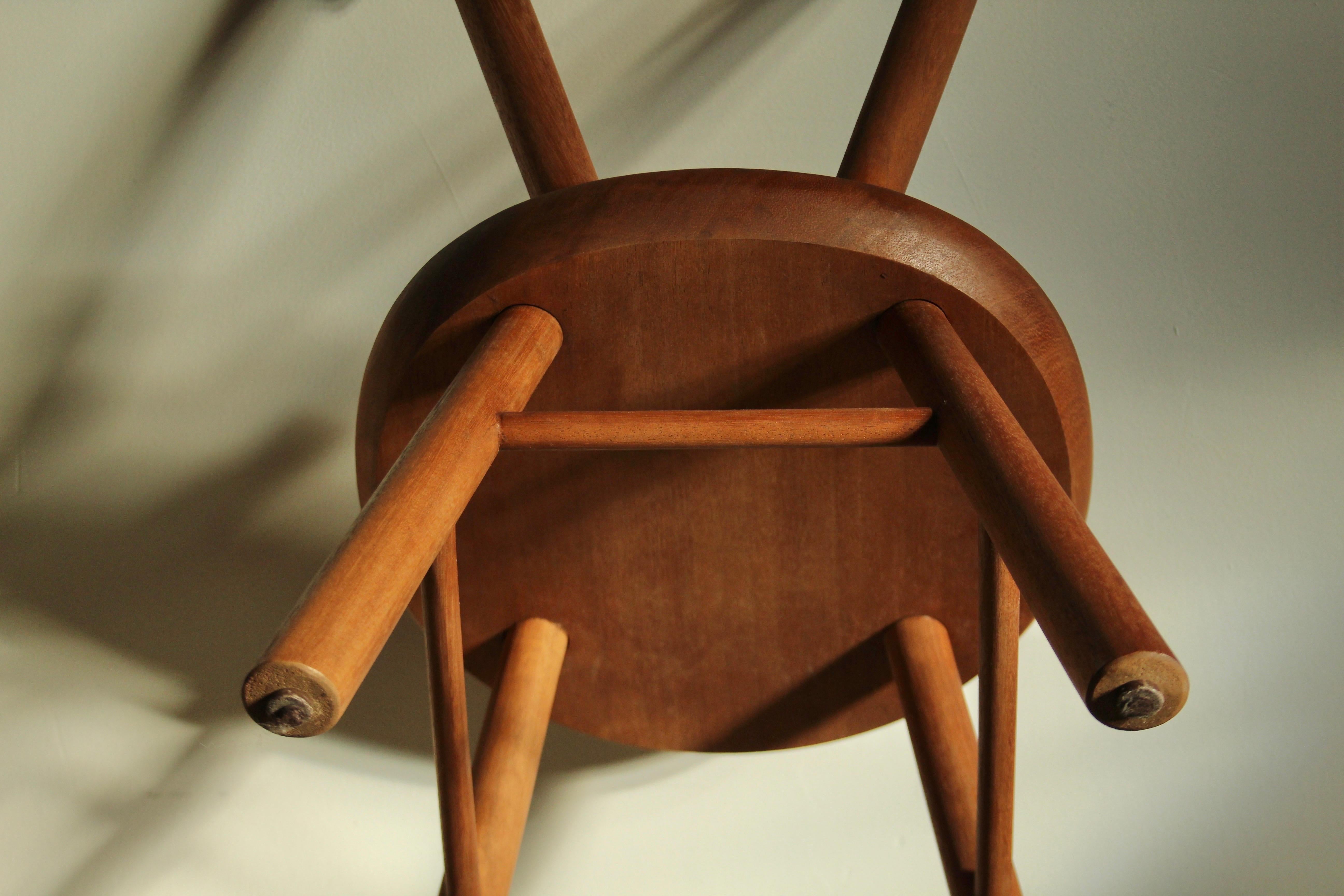 Charlotte Perriand Style Mahogany Dining or Accent Chair, 1980s For Sale 3