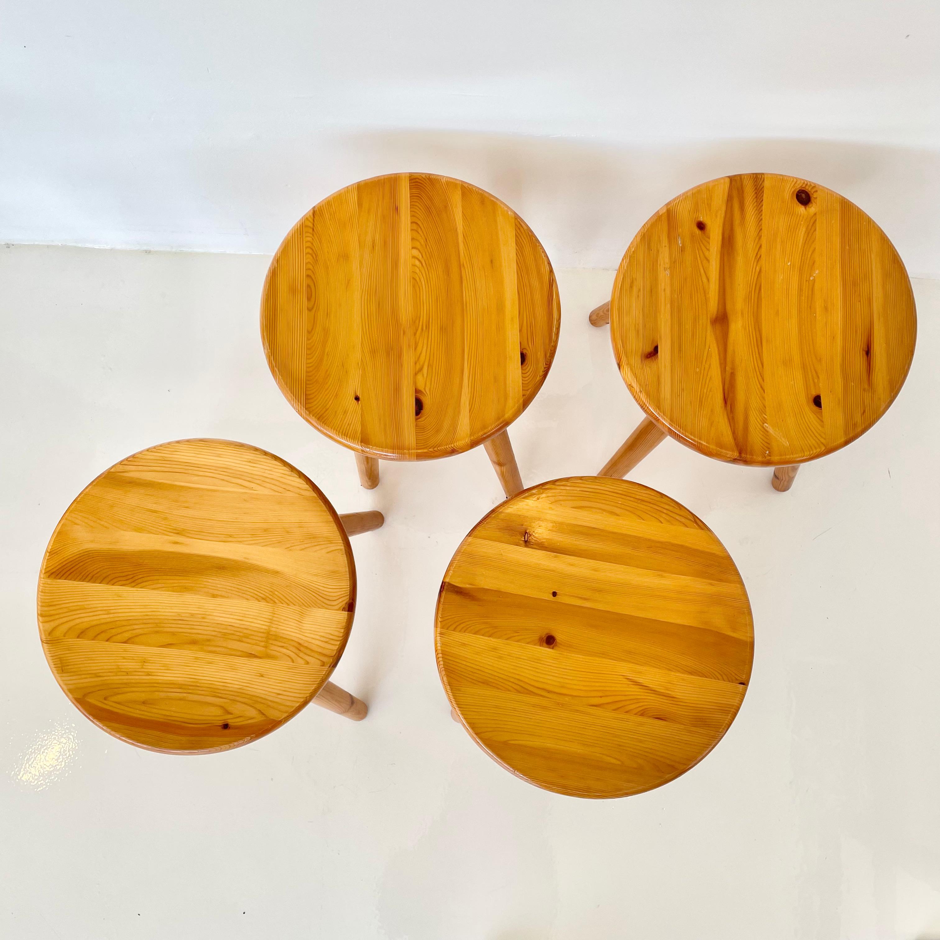 Mid-20th Century Charlotte Perriand Style Pine Stools For Sale