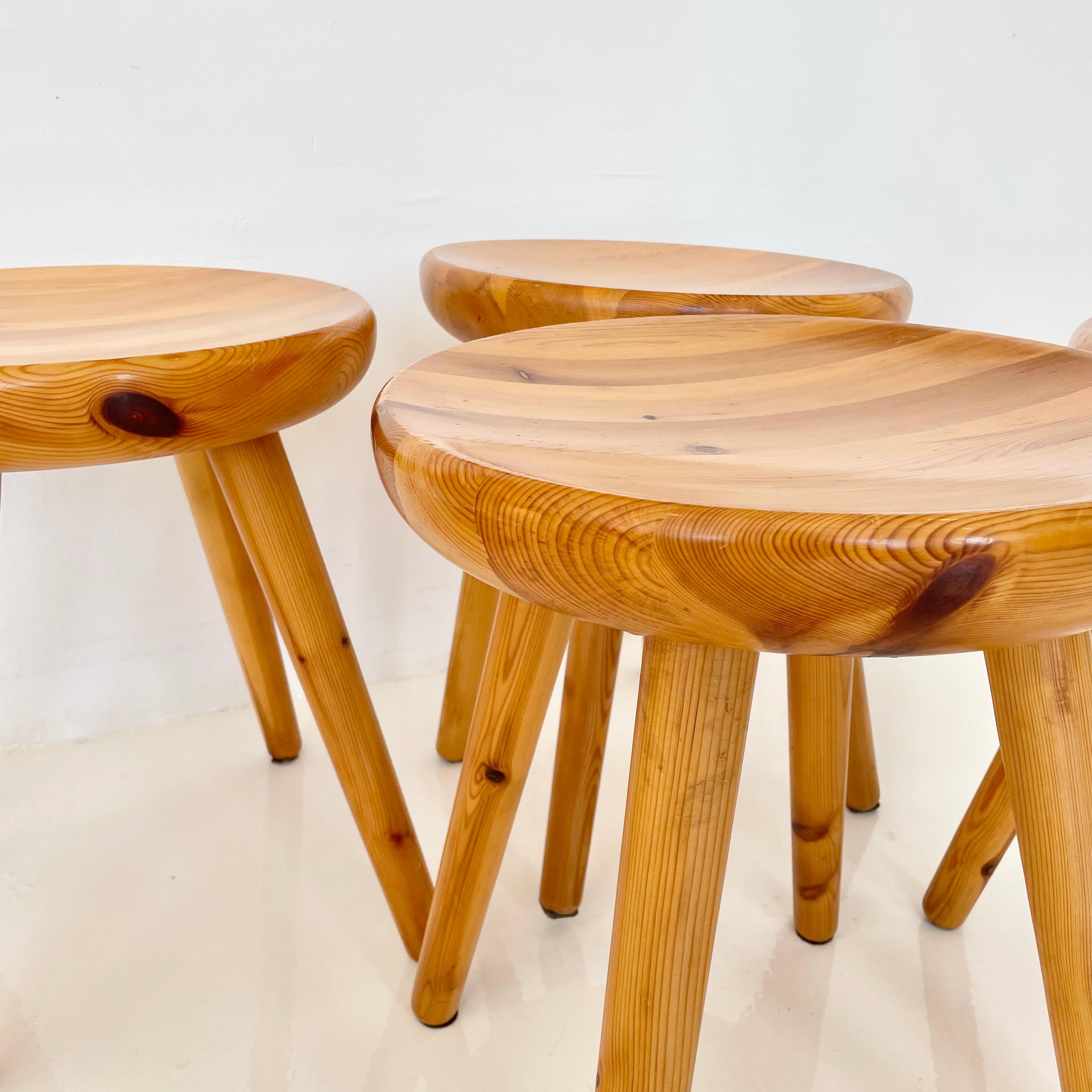 Charlotte Perriand Style Pine Stools For Sale 2
